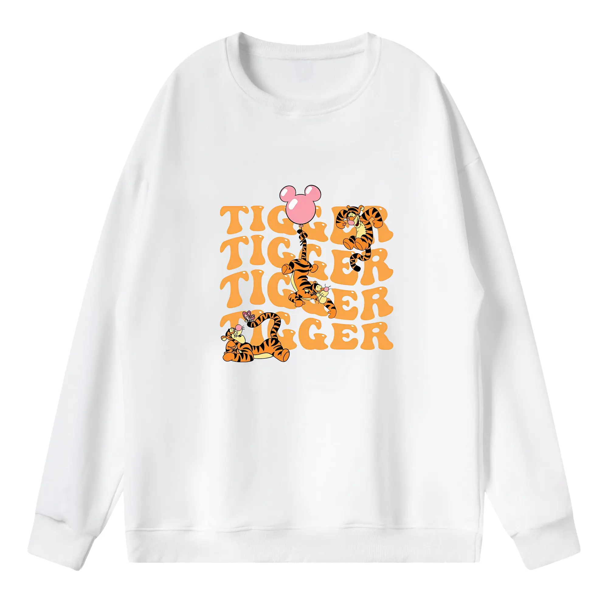 プーさん グッズ ティガー - 薄手 クルーネック スウェット 裏毛260g · ポリエステル 春秋向け カジュアル 男女兼用 · トレーナー デイリー スポーツ 散歩に最適