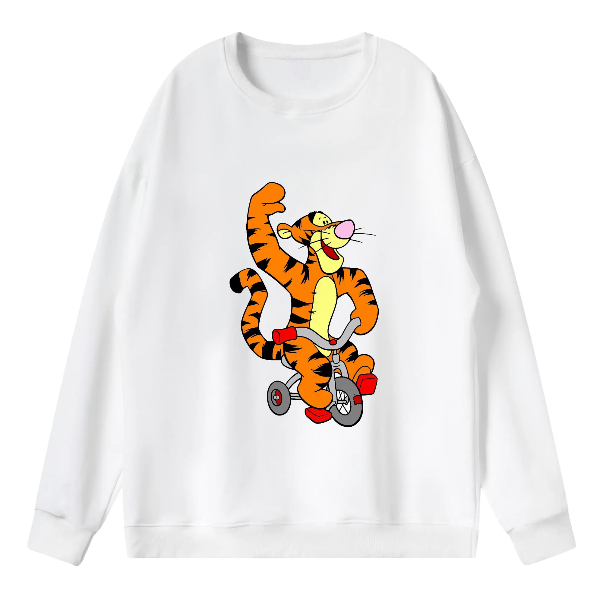 プーさん グッズ ティガー - 薄手 クルーネック スウェット 裏毛260g · ポリエステル 春秋向け カジュアル 男女兼用 · トレーナー デイリー スポーツ 散歩に最適