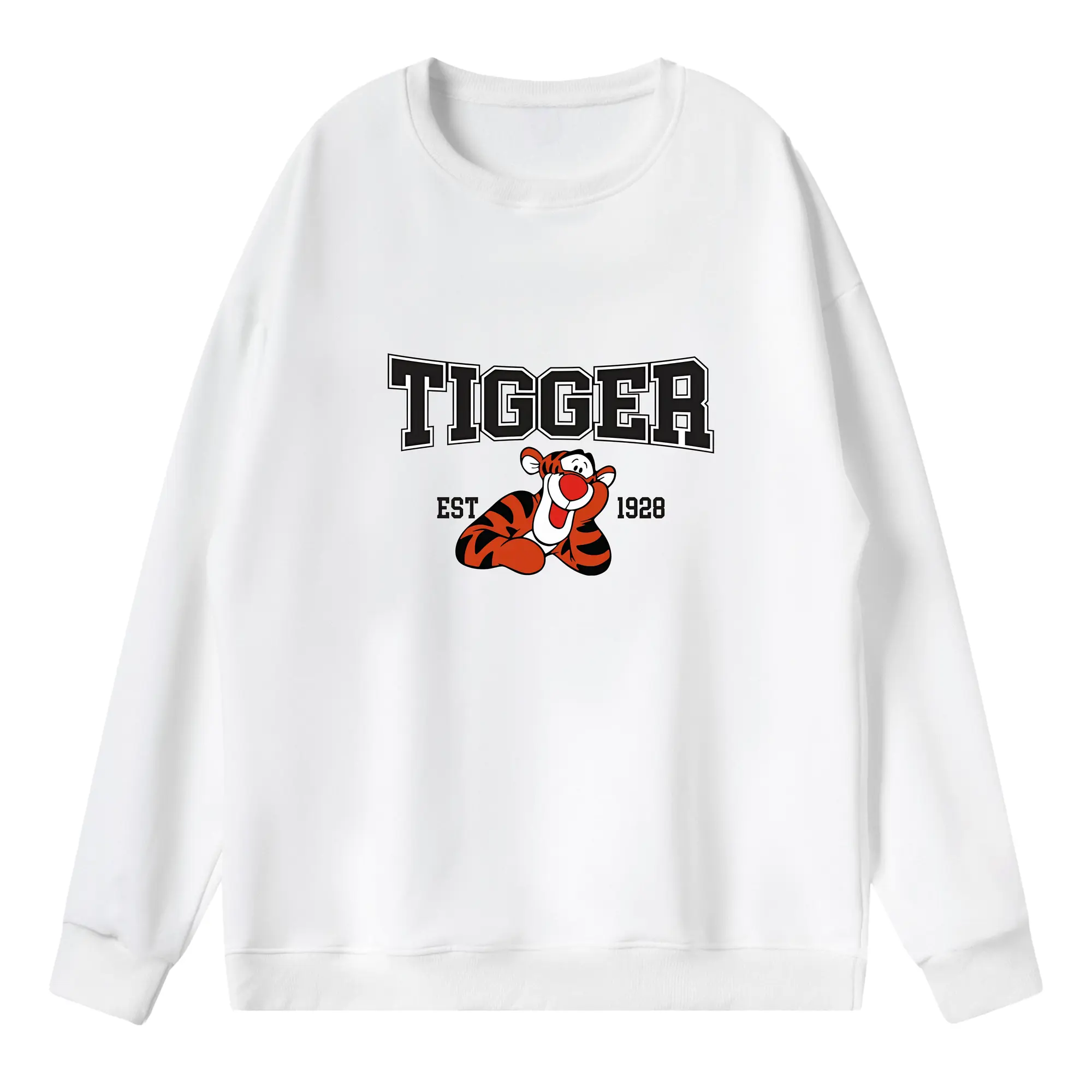 プーさん グッズ ティガー - 薄手 クルーネック スウェット 裏毛260g · ポリエステル 春秋向け カジュアル 男女兼用 · トレーナー デイリー スポーツ 散歩に最適