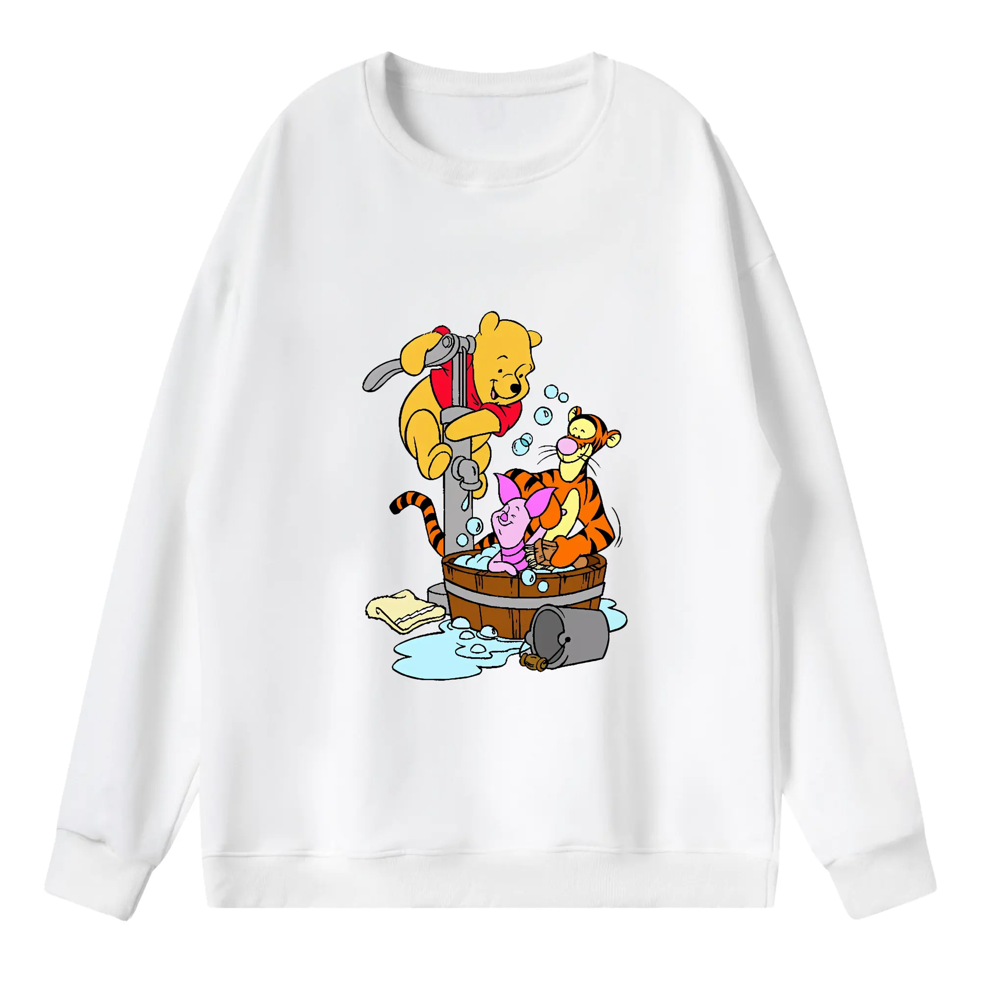 プーさん グッズ ティガー - 薄手 クルーネック スウェット 裏毛260g · ポリエステル 春秋向け カジュアル 男女兼用 · トレーナー デイリー スポーツ 散歩に最適