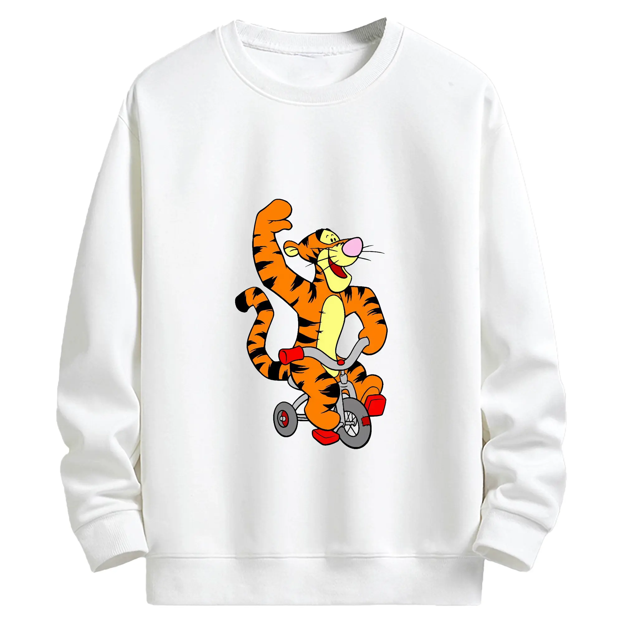 プーさん グッズ ティガー - キッズ クルーネックスウェットシャツ ・ フロントプリント ・ 綿80％ ポリエステル20％ ・ 快適 通学 スポーツ 日常使い お散歩用