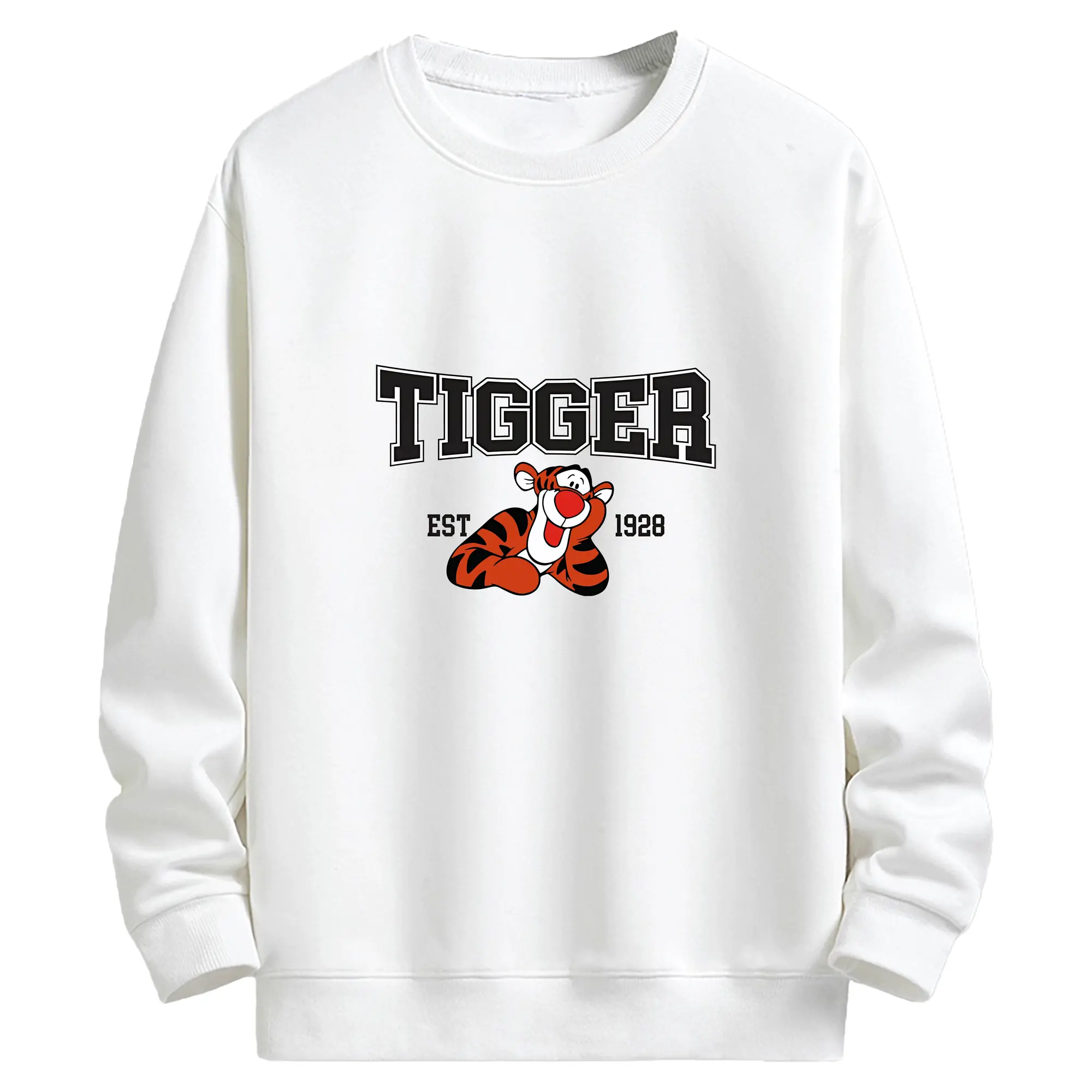 プーさん グッズ ティガー - キッズ クルーネックスウェットシャツ ・ フロントプリント ・ 綿80％ ポリエステル20％ ・ 快適 通学 スポーツ 日常使い お散歩用