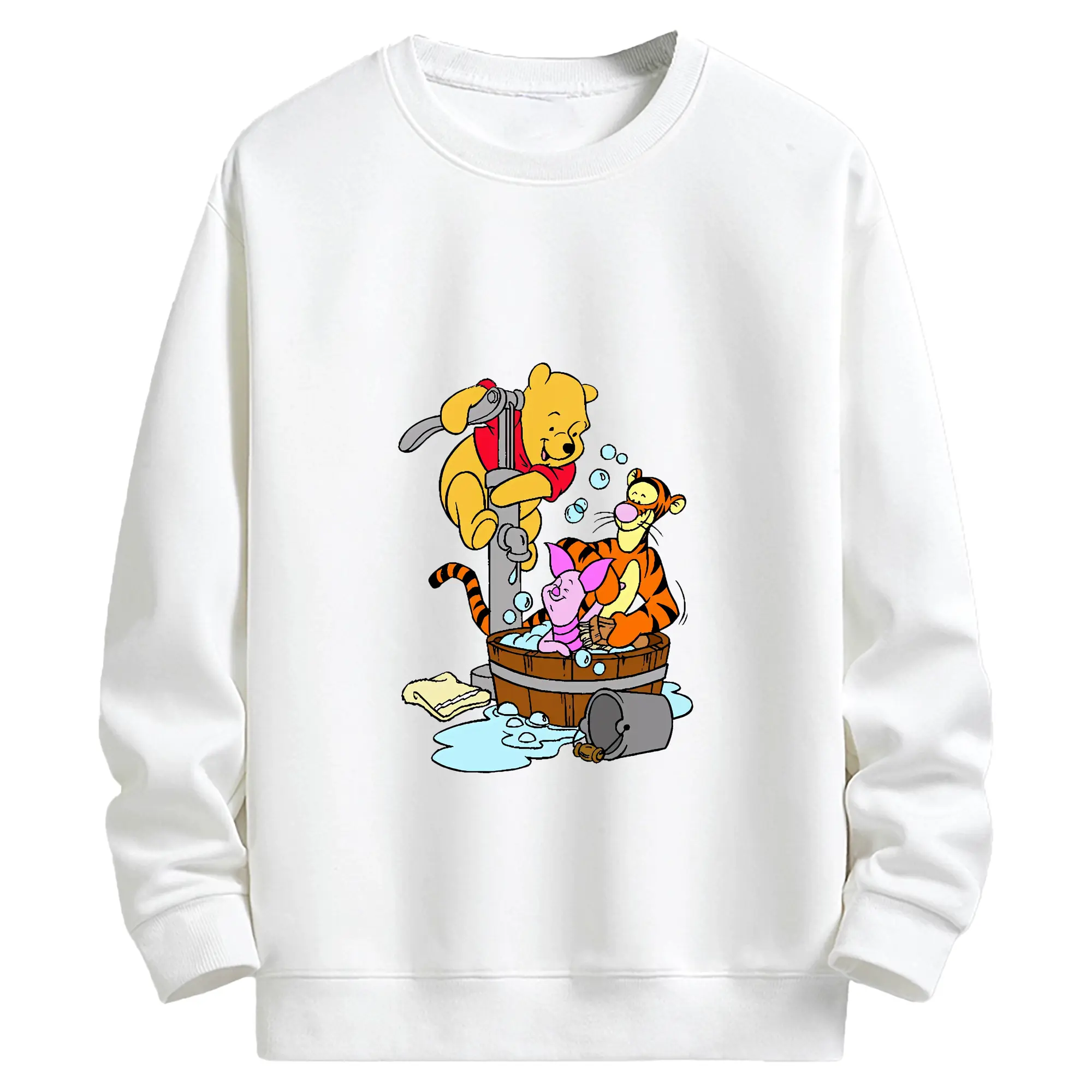プーさん グッズ ティガー - キッズ クルーネックスウェットシャツ ・ フロントプリント ・ 綿80％ ポリエステル20％ ・ 快適 通学 スポーツ 日常使い お散歩用