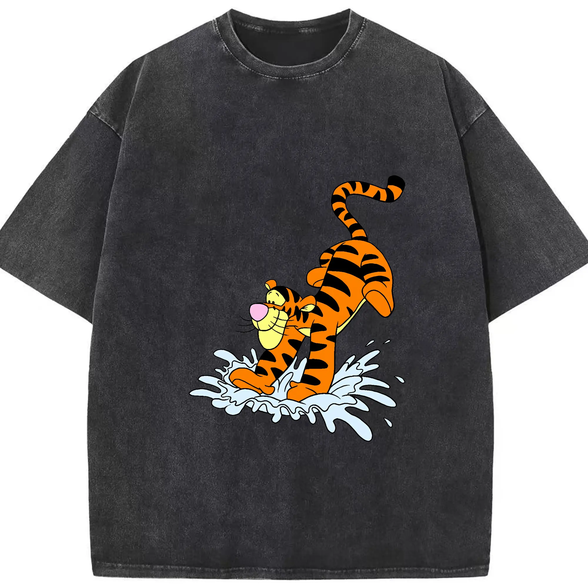 プーさん グッズ ティガー - 綿100％ ヴィンテージ風 半袖Tシャツ ・ フロントプリント ・ 柔らか肌触り ・ 通気性 快適 ・ スポーツ カジュアル 外出用