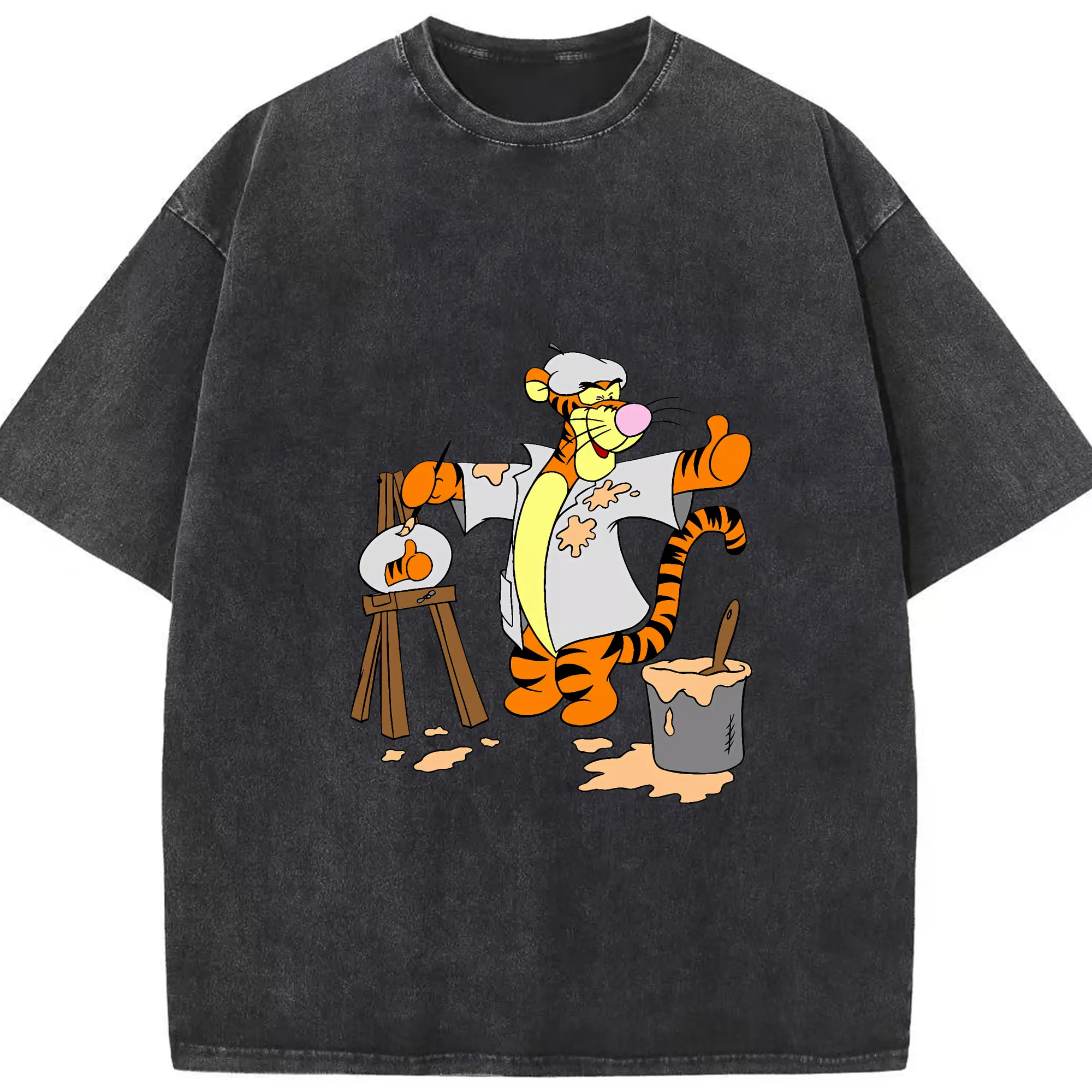 プーさん グッズ ティガー - 綿100％ ヴィンテージ風 半袖Tシャツ ・ フロントプリント ・ 柔らか肌触り ・ 通気性 快適 ・ スポーツ カジュアル 外出用