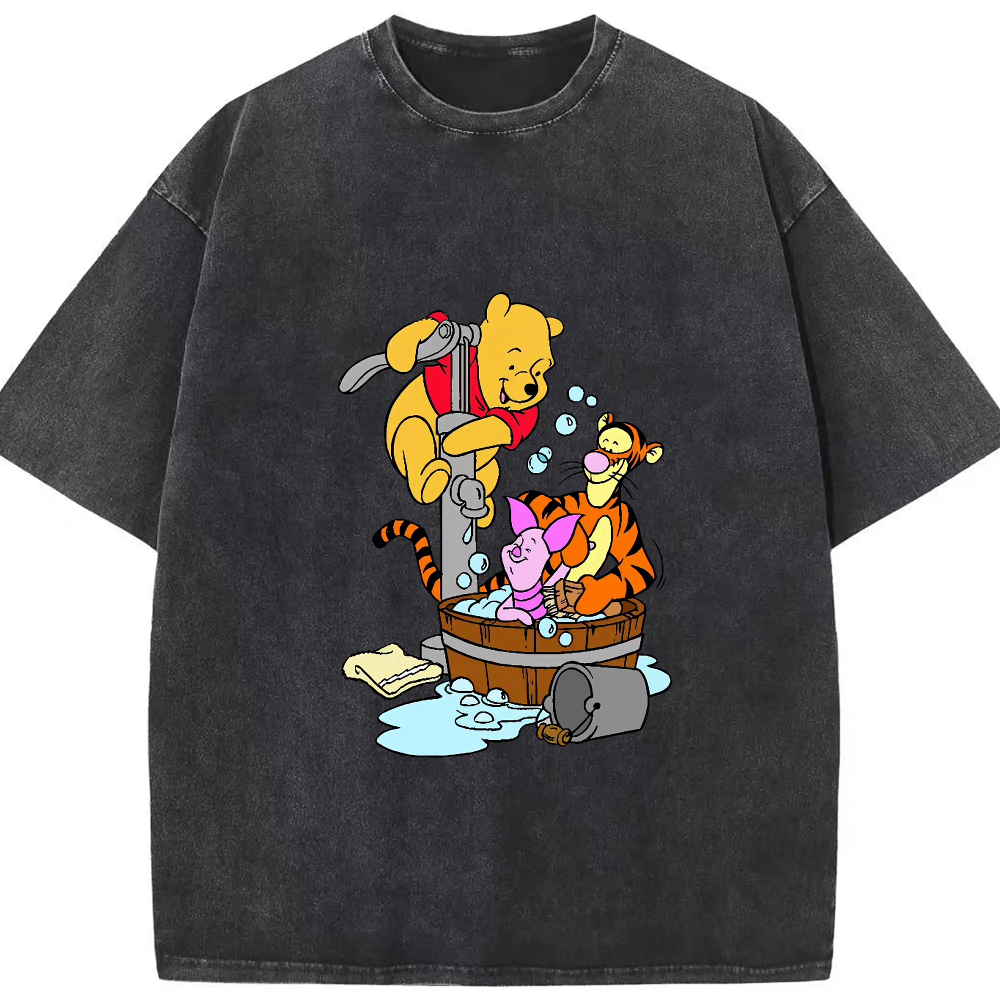 プーさん グッズ ティガー - 綿100％ ヴィンテージ風 半袖Tシャツ ・ フロントプリント ・ 柔らか肌触り ・ 通気性 快適 ・ スポーツ カジュアル 外出用