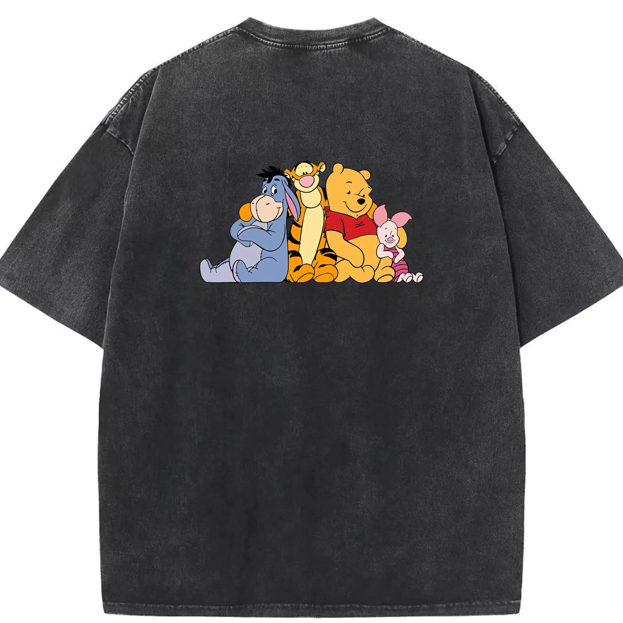 プーさん グッズ ティガー - 綿100％ ヴィンテージ風 半袖Tシャツ ・ 背面プリント ・ 柔らか肌触り ・ 通気性 快適 ・ スポーツ カジュアル 外出用