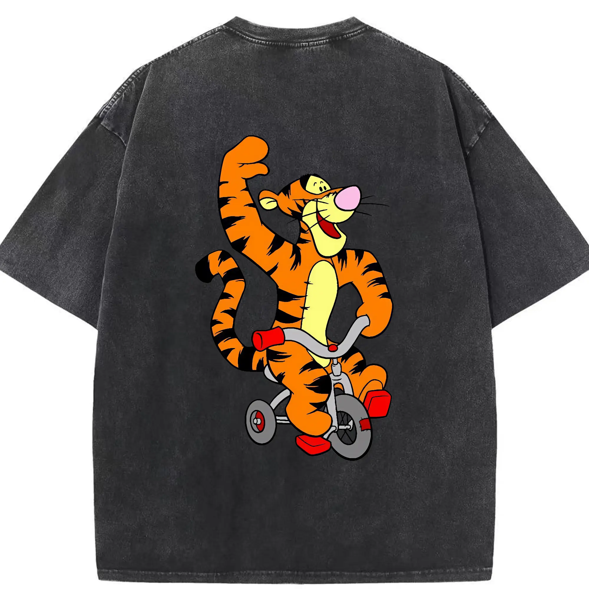 プーさん グッズ ティガー - 綿100％ ヴィンテージ風 半袖Tシャツ ・ 背面プリント ・ 柔らか肌触り ・ 通気性 快適 ・ スポーツ カジュアル 外出用