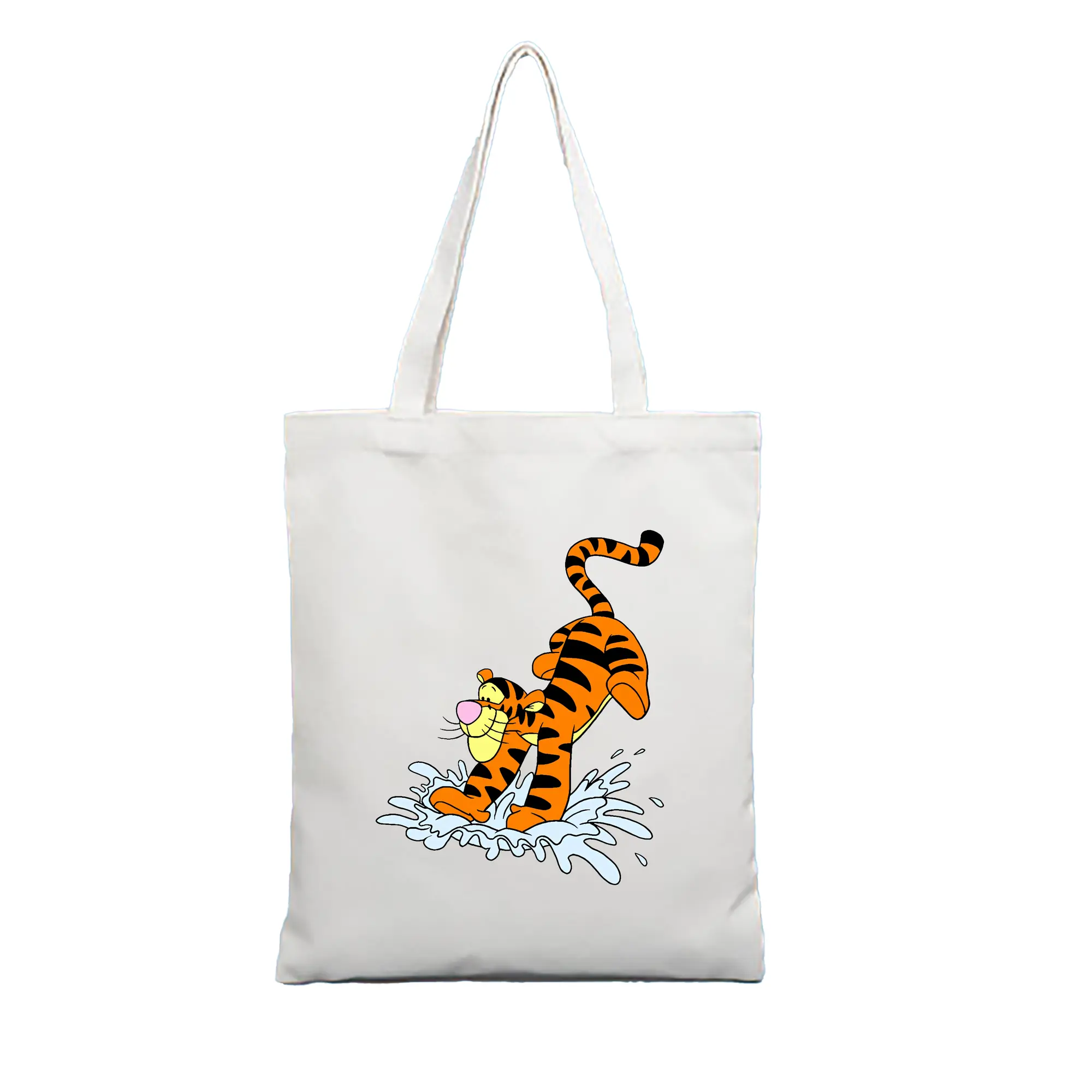 プーさん グッズ ティガー - 縦型キャンバス手提げバッグ（トートバッグ） ・ キャンバス素材 ・ ショッピング用 ・ 軽量 丈夫 お手入れ簡単