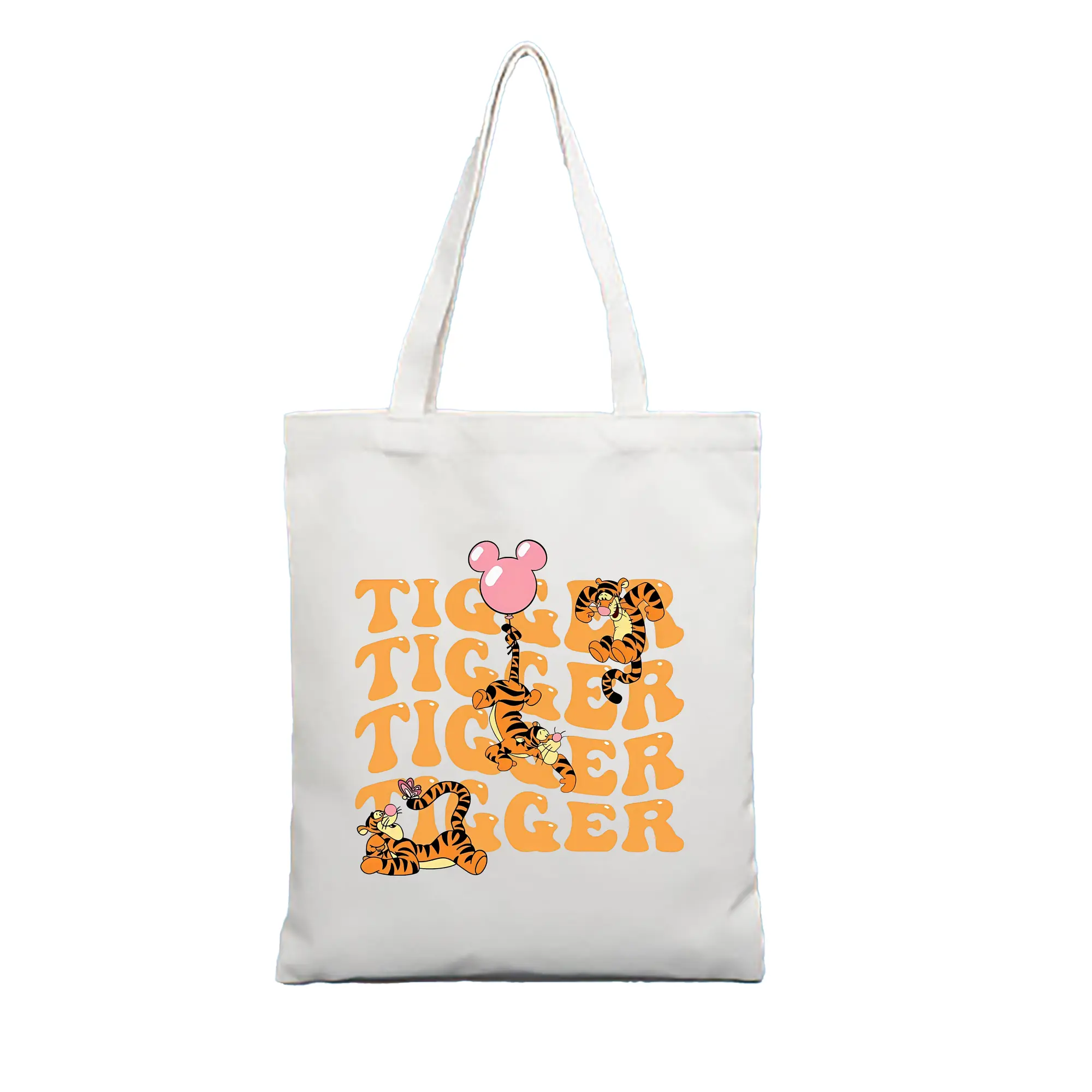 プーさん グッズ ティガー - 縦型キャンバス手提げバッグ（トートバッグ） ・ キャンバス素材 ・ ショッピング用 ・ 軽量 丈夫 お手入れ簡単