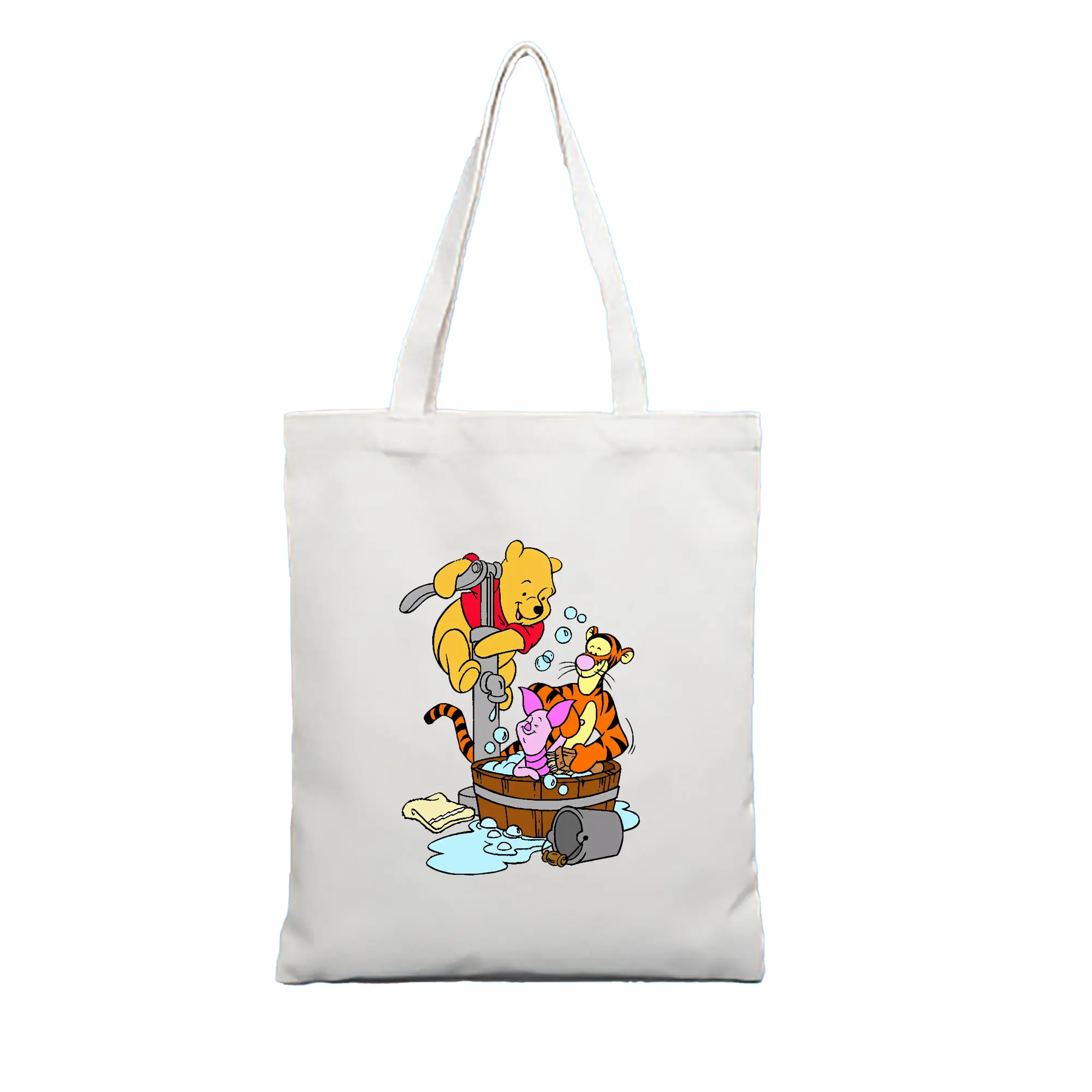 プーさん グッズ ティガー - 縦型キャンバス手提げバッグ（トートバッグ） ・ キャンバス素材 ・ ショッピング用 ・ 軽量 丈夫 お手入れ簡単