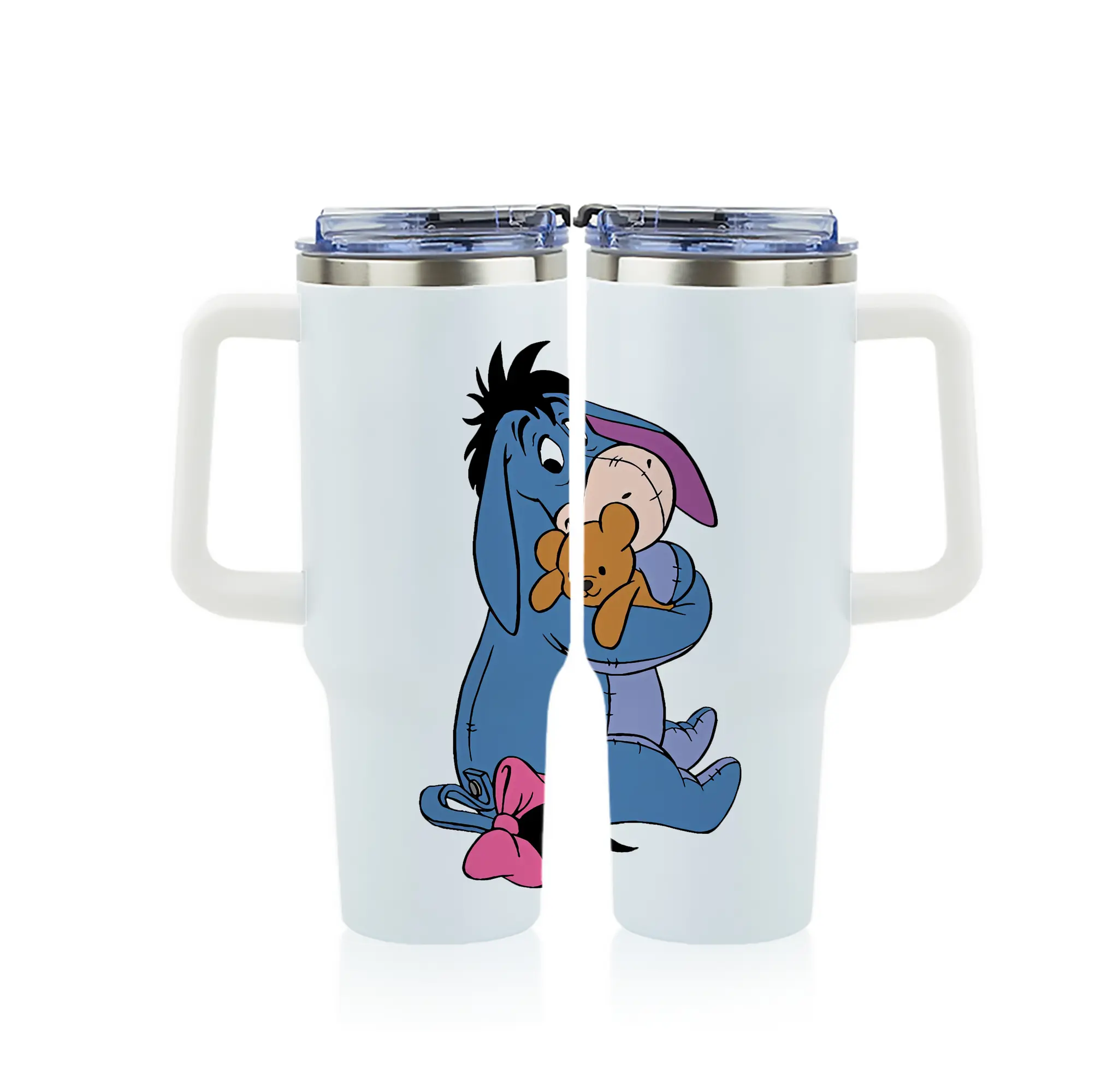 プーさん グッズ イーヨー - 1200mL フルプリント車用タンブラー ・ 304ステンレス 内側 ・ 201ステンレス 外側 ・ 保温 保冷 ・ 通勤 ドライブ アウトドア用