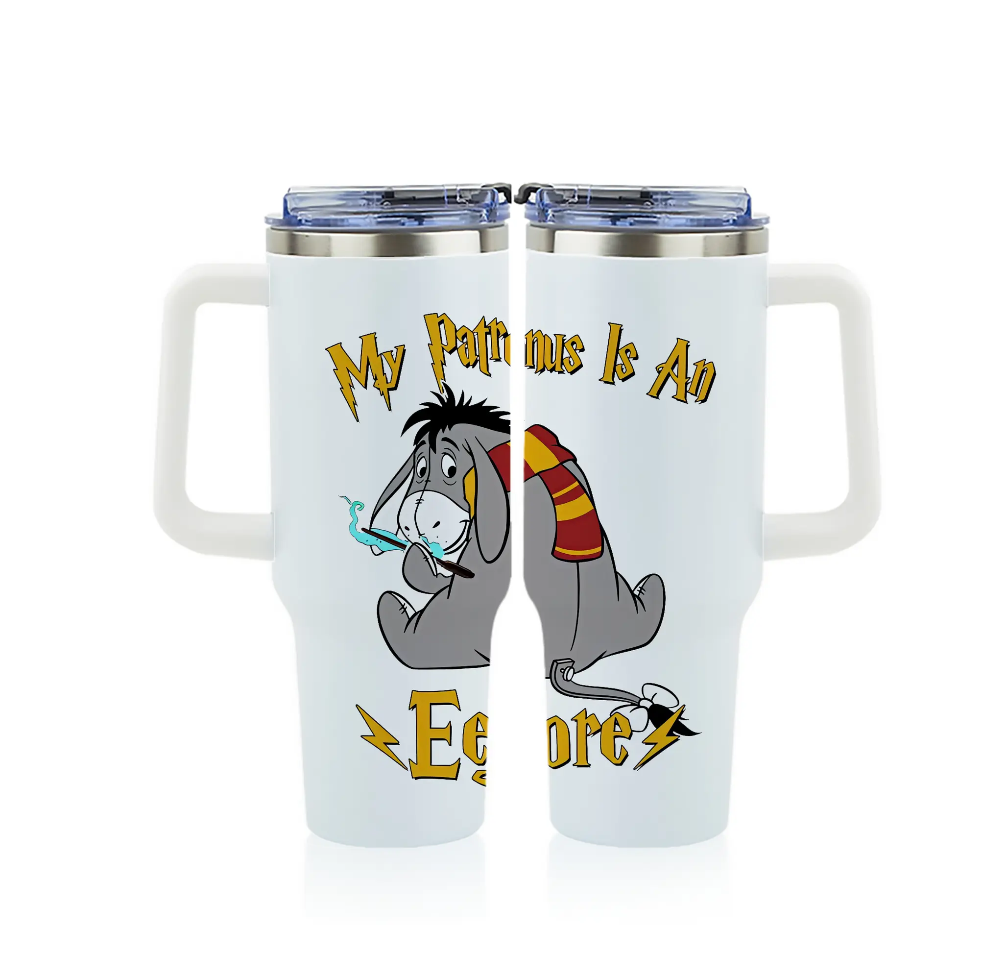 プーさん グッズ イーヨー - 1200mL フルプリント車用タンブラー ・ 304ステンレス 内側 ・ 201ステンレス 外側 ・ 保温 保冷 ・ 通勤 ドライブ アウトドア用