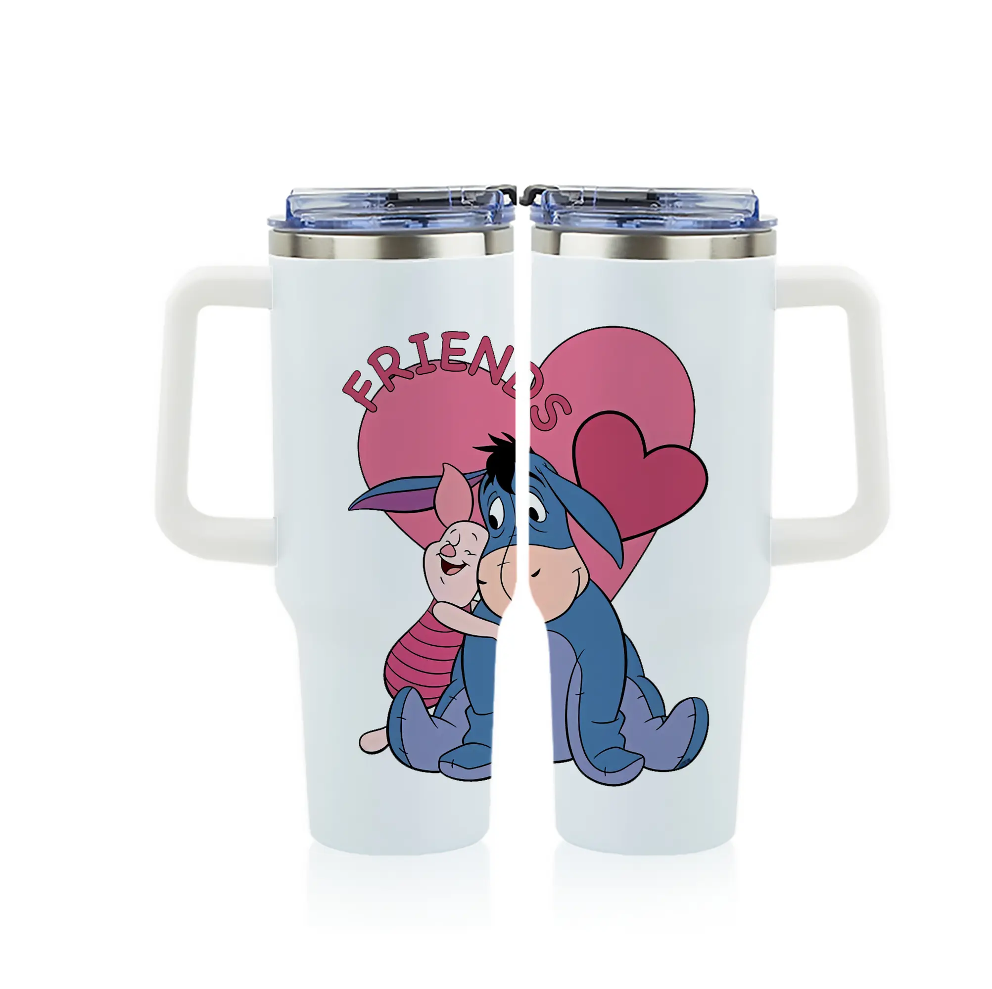 プーさん グッズ イーヨー - 1200mL フルプリント車用タンブラー ・ 304ステンレス 内側 ・ 201ステンレス 外側 ・ 保温 保冷 ・ 通勤 ドライブ アウトドア用