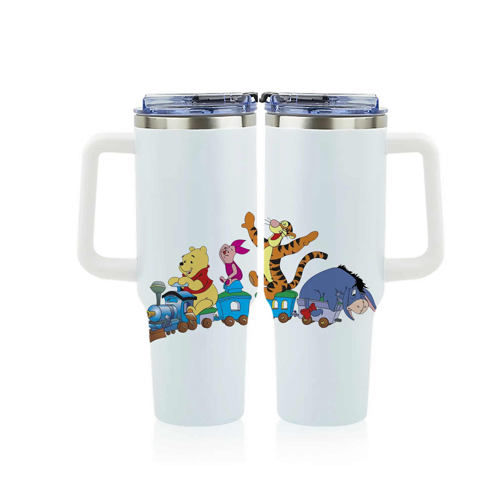 プーさん グッズ イーヨー - 1200mL フルプリント車用タンブラー ・ 304ステンレス 内側 ・ 201ステンレス 外側 ・ 保温 保冷 ・ 通勤 ドライブ アウトドア用