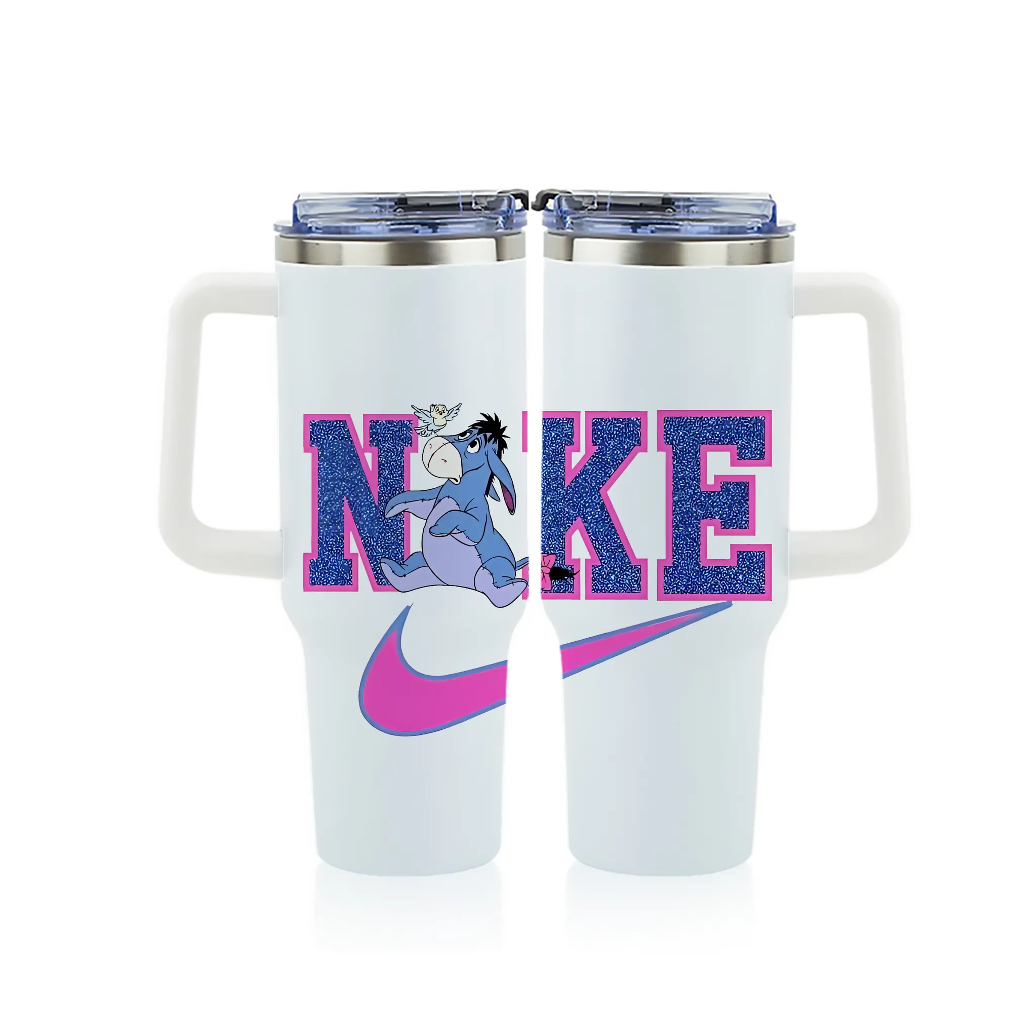 プーさん グッズ イーヨー - 1200mL フルプリント車用タンブラー ・ 304ステンレス 内側 ・ 201ステンレス 外側 ・ 保温 保冷 ・ 通勤 ドライブ アウトドア用