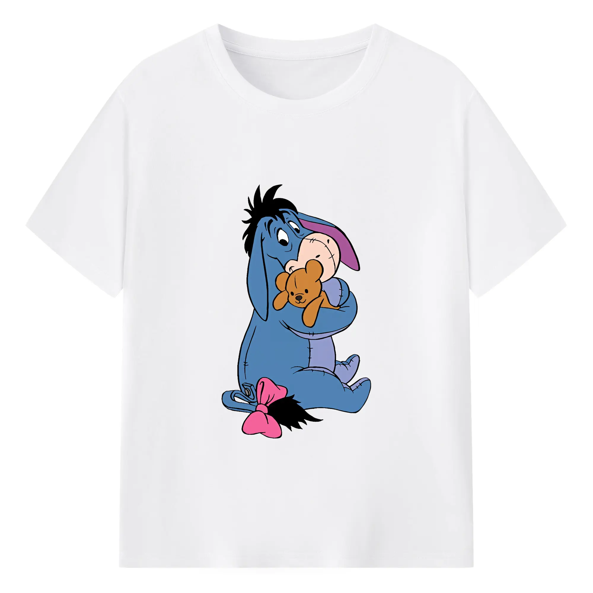 プーさん グッズ イーヨー - 綿100％ 半袖Tシャツ ・ フロントプリント ・ 快適 通気性 ・ 日常使い 散歩 スポーツ用