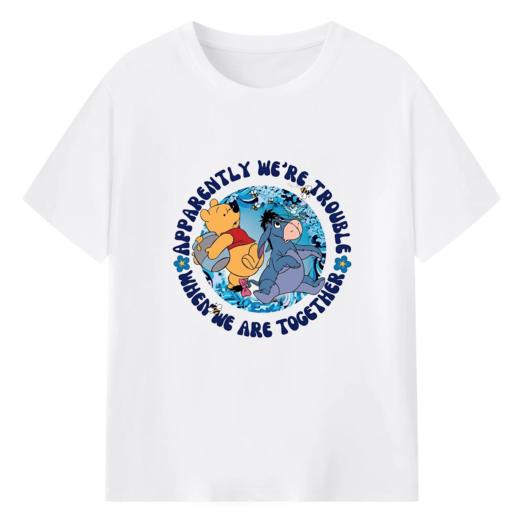 プーさん グッズ イーヨー - 綿100％ 半袖Tシャツ ・ フロントプリント ・ 快適 通気性 ・ 日常使い 散歩 スポーツ用