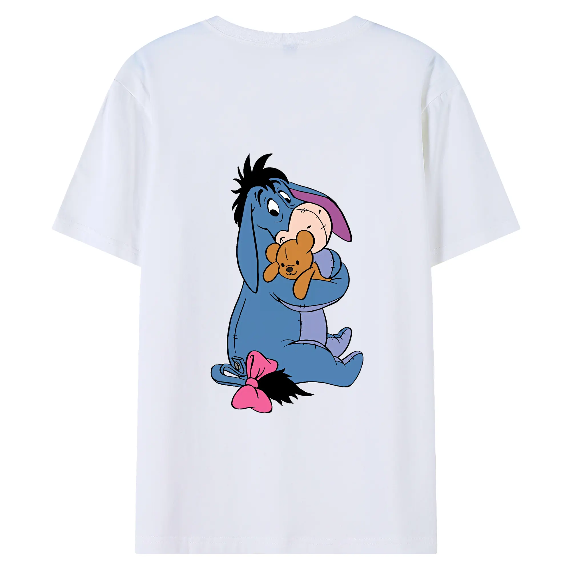 プーさん グッズ イーヨー - 綿100％ 半袖Tシャツ ・ バックプリント ・ 快適 通気性 ・ 日常使い 散歩 スポーツ用