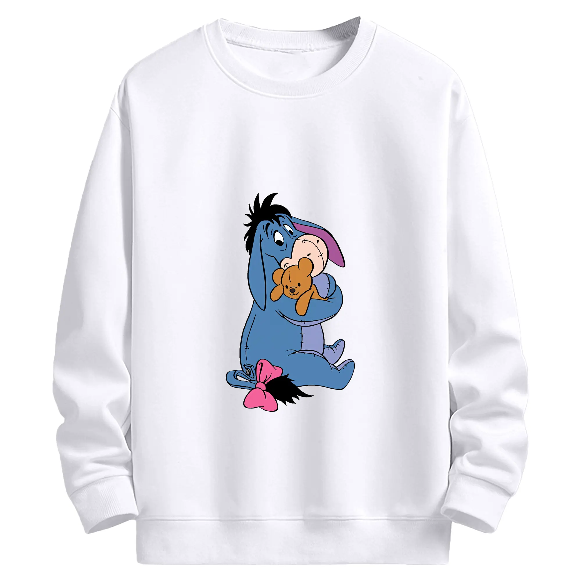 プーさん グッズ イーヨー - 高品質 クルーネック スウェット ・ コットン59％ ポリエステル41％ ・ ユニセックス 長袖 トレーナー ・ カジュアル デイリー スポーツ 散歩用