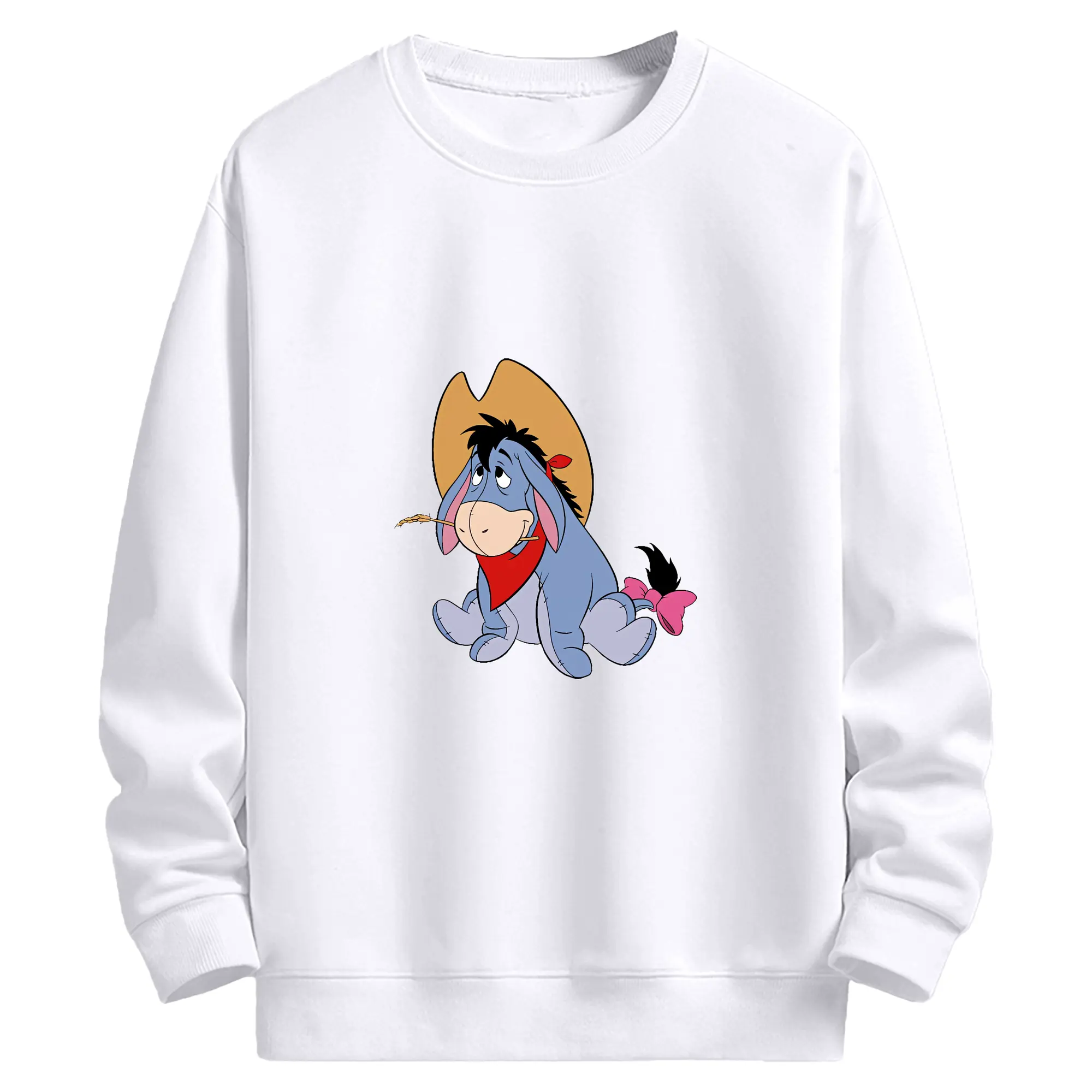 プーさん グッズ イーヨー - 高品質 クルーネック スウェット ・ コットン59％ ポリエステル41％ ・ ユニセックス 長袖 トレーナー ・ カジュアル デイリー スポーツ 散歩用