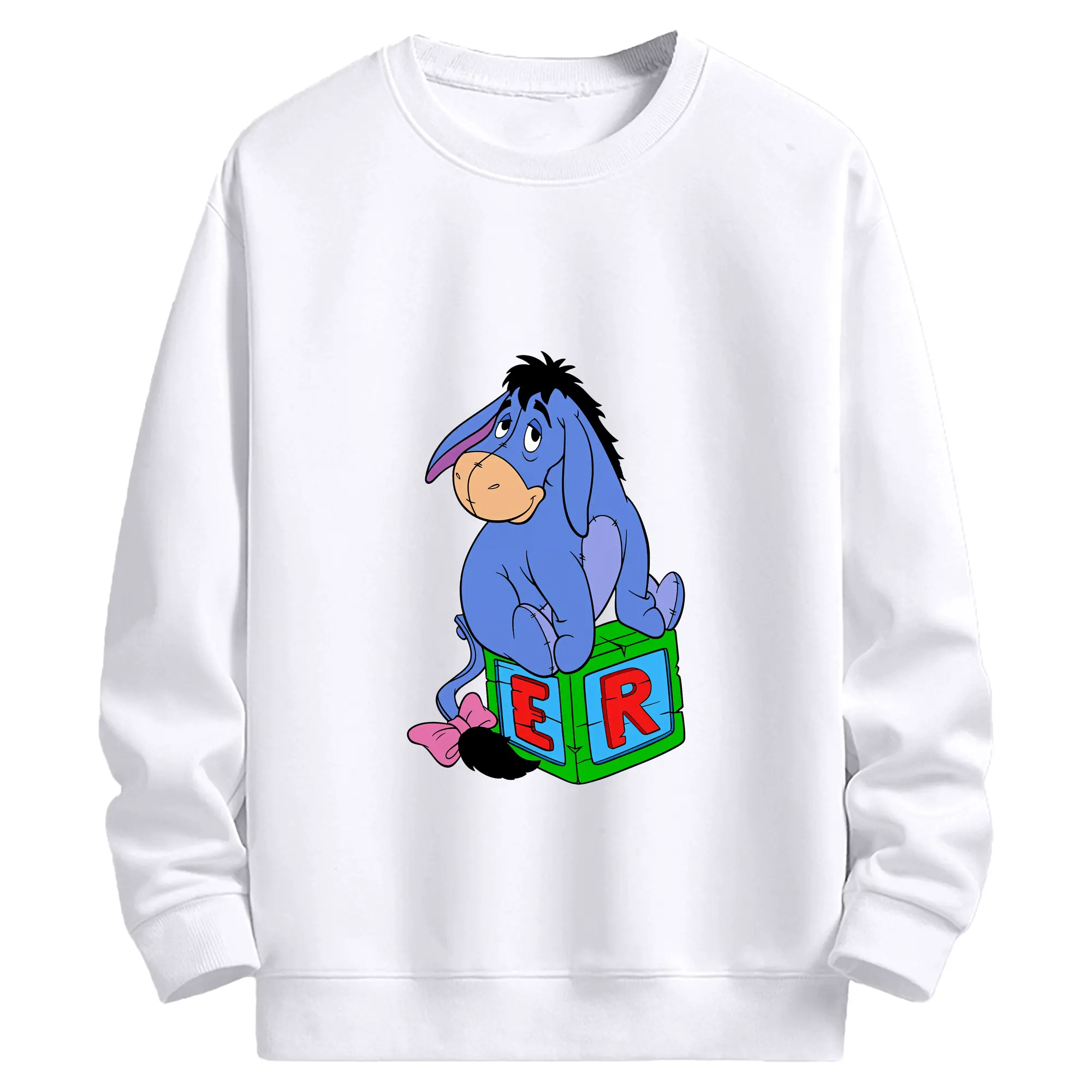 プーさん グッズ イーヨー - 高品質 クルーネック スウェット ・ コットン59％ ポリエステル41％ ・ ユニセックス 長袖 トレーナー ・ カジュアル デイリー スポーツ 散歩用