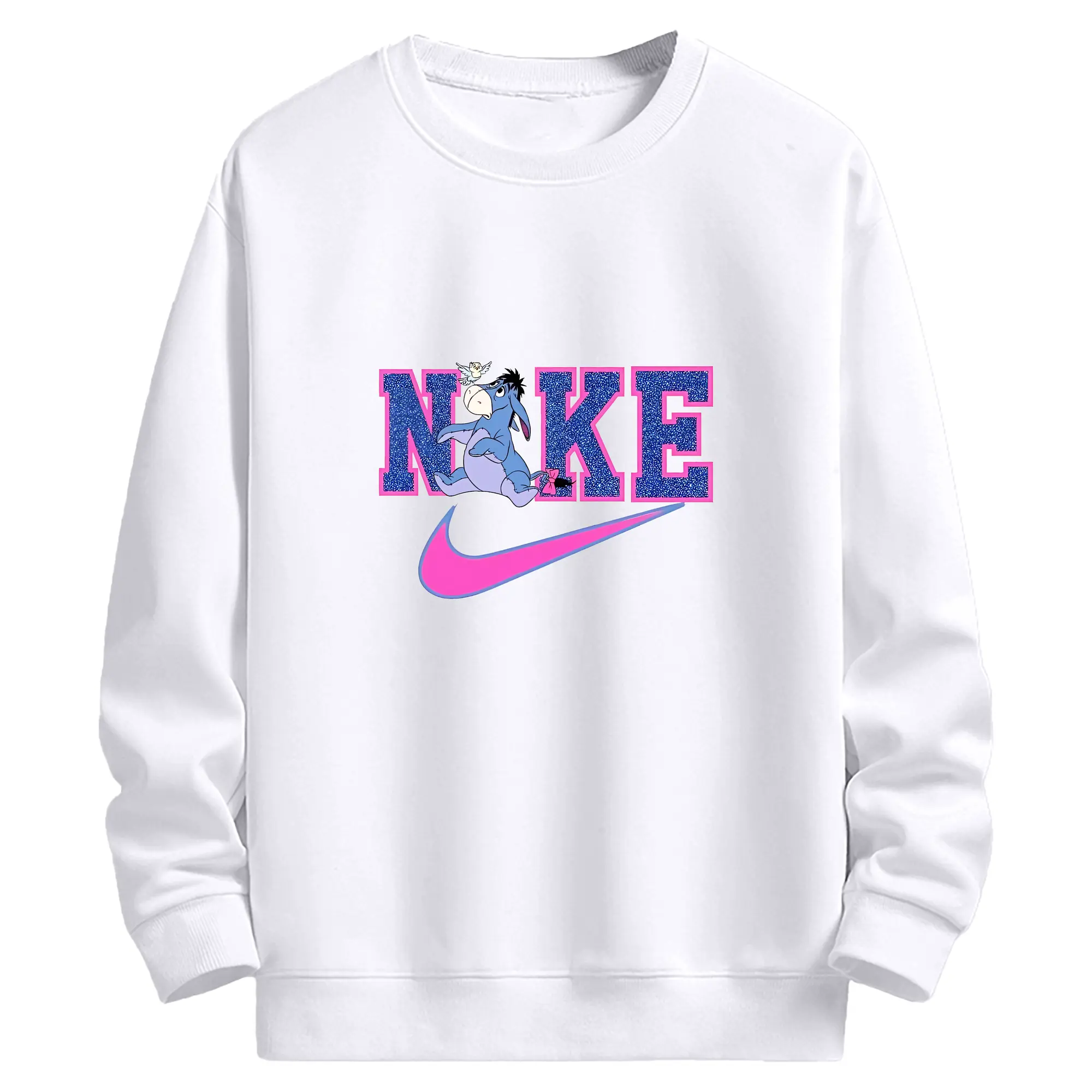 プーさん グッズ イーヨー - 高品質 クルーネック スウェット ・ コットン59％ ポリエステル41％ ・ ユニセックス 長袖 トレーナー ・ カジュアル デイリー スポーツ 散歩用