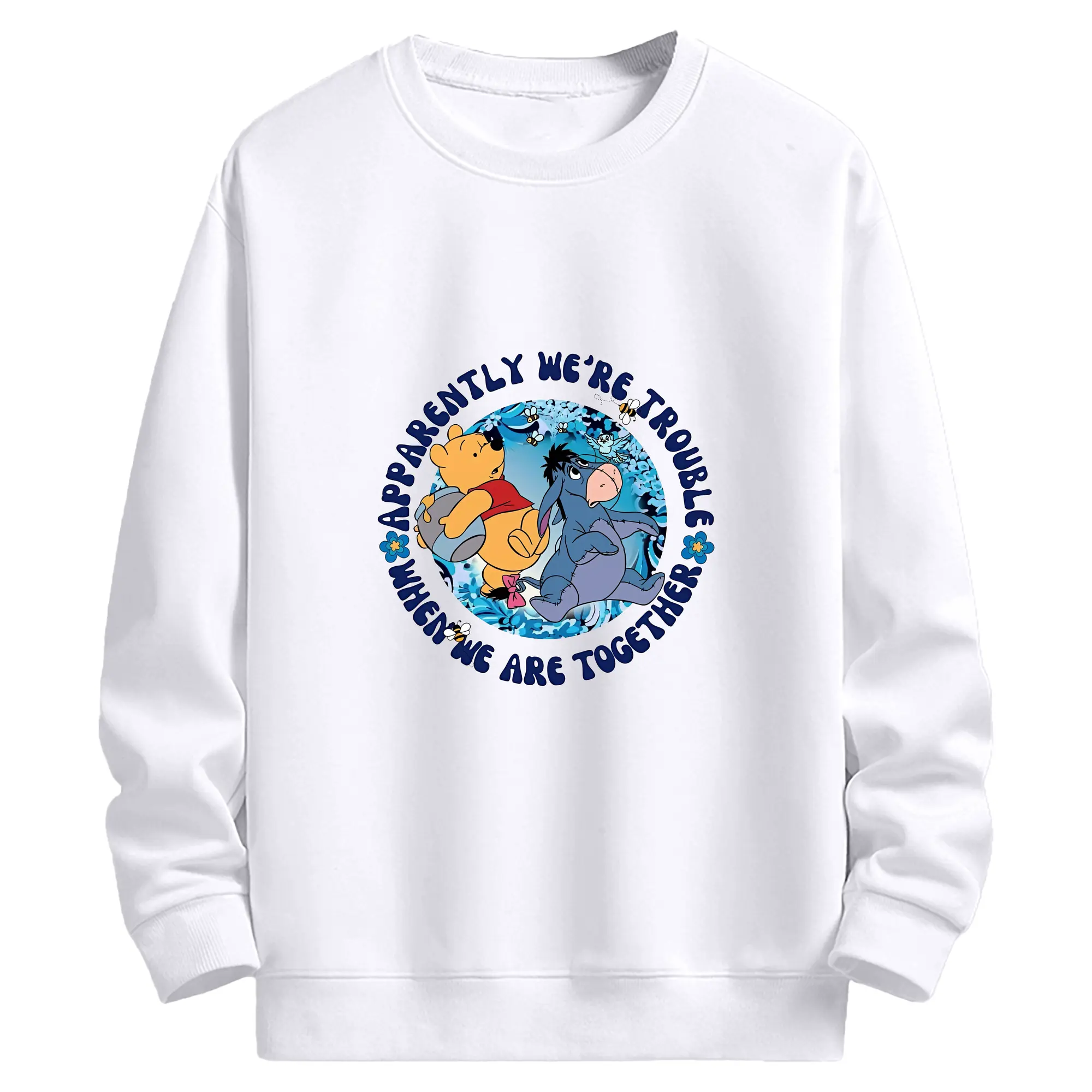 プーさん グッズ イーヨー - 高品質 クルーネック スウェット ・ コットン59％ ポリエステル41％ ・ ユニセックス 長袖 トレーナー ・ カジュアル デイリー スポーツ 散歩用