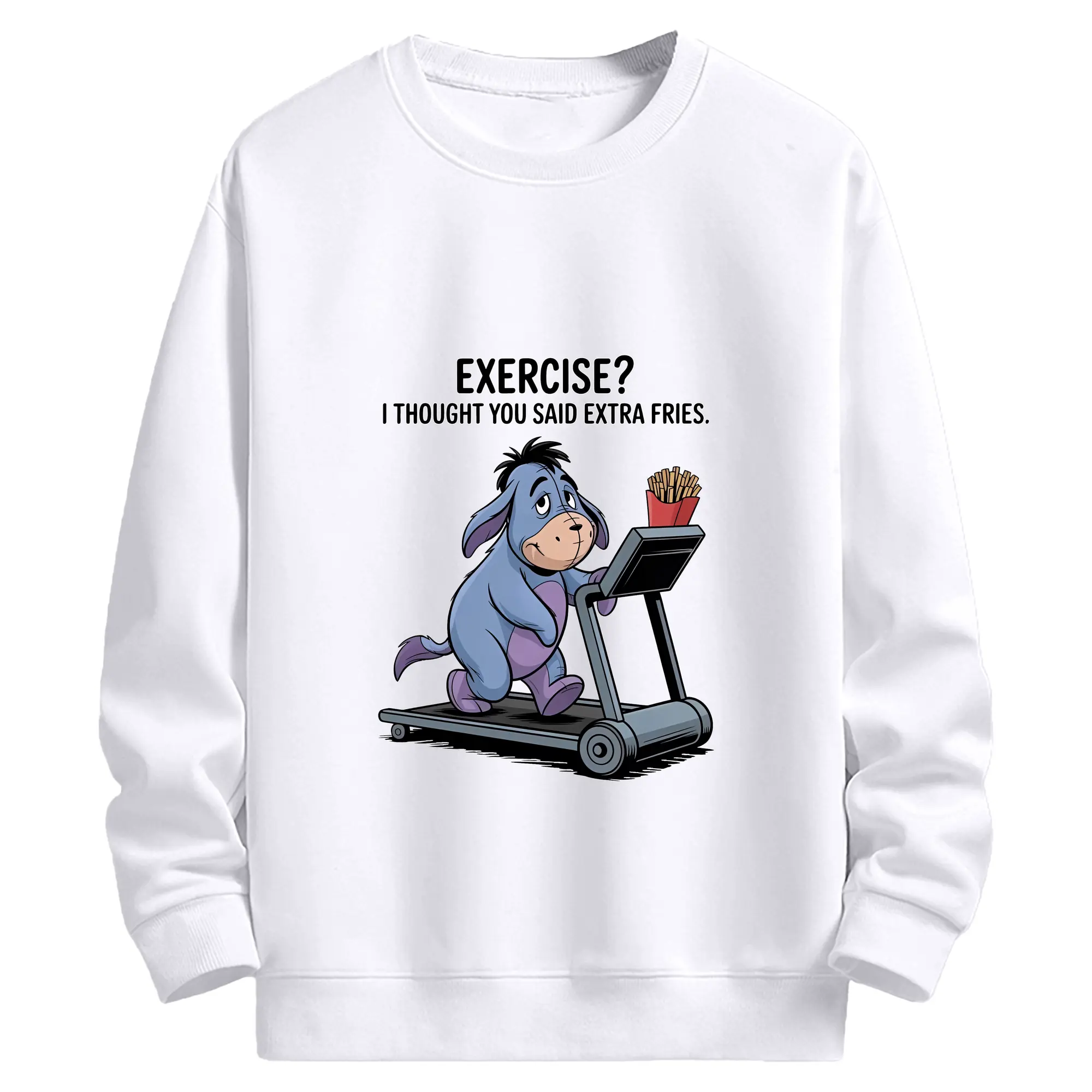 プーさん グッズ イーヨー - 高品質 クルーネック スウェット ・ コットン59％ ポリエステル41％ ・ ユニセックス 長袖 トレーナー ・ カジュアル デイリー スポーツ 散歩用