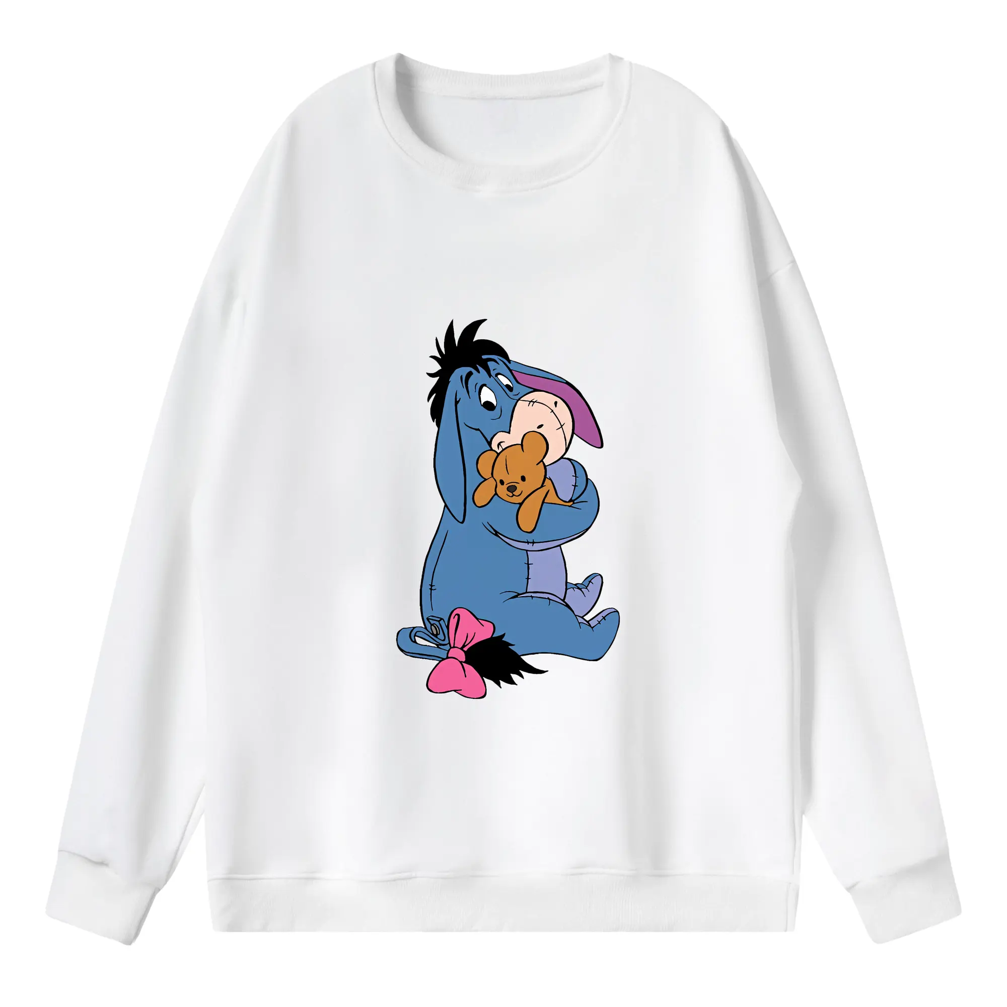 プーさん グッズ イーヨー - 薄手 クルーネック スウェット 裏毛260g · ポリエステル 春秋向け カジュアル 男女兼用 · トレーナー デイリー スポーツ 散歩に最適