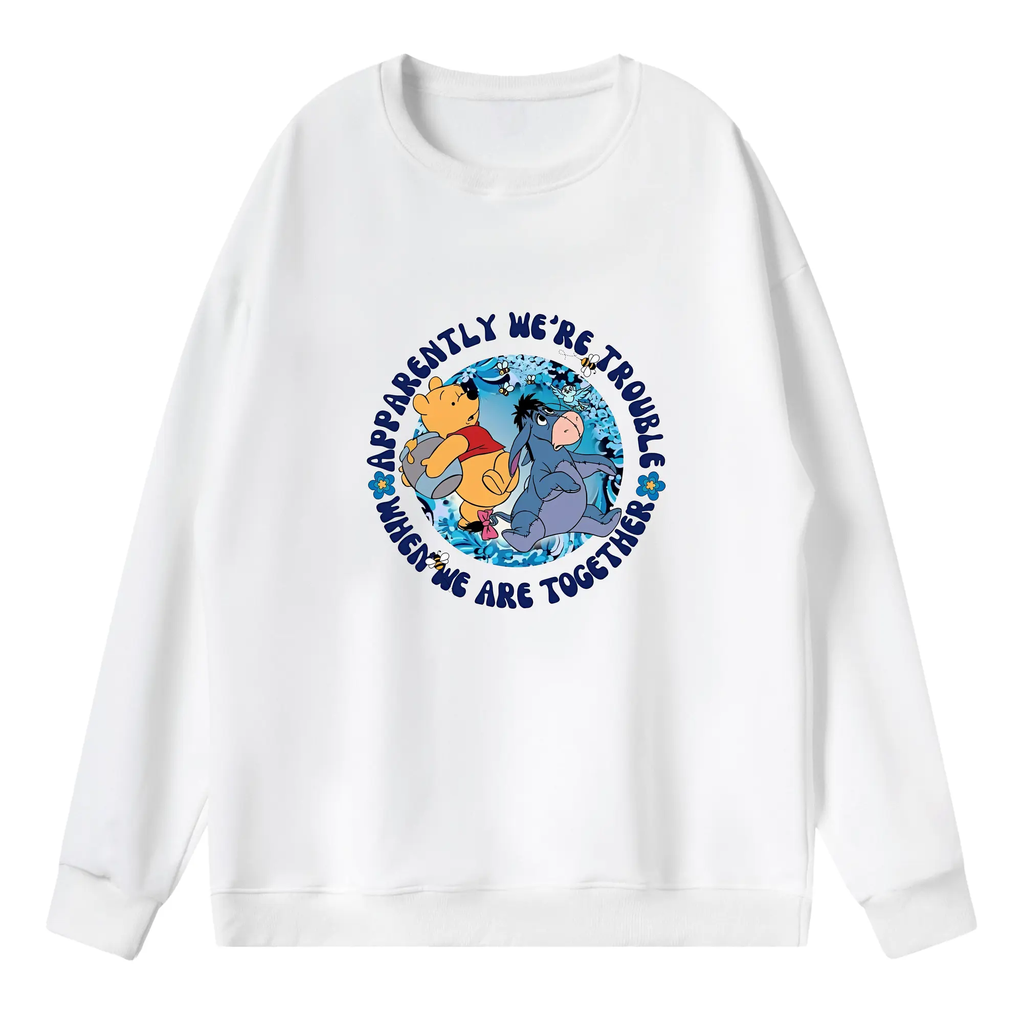 プーさん グッズ イーヨー - 薄手 クルーネック スウェット 裏毛260g · ポリエステル 春秋向け カジュアル 男女兼用 · トレーナー デイリー スポーツ 散歩に最適