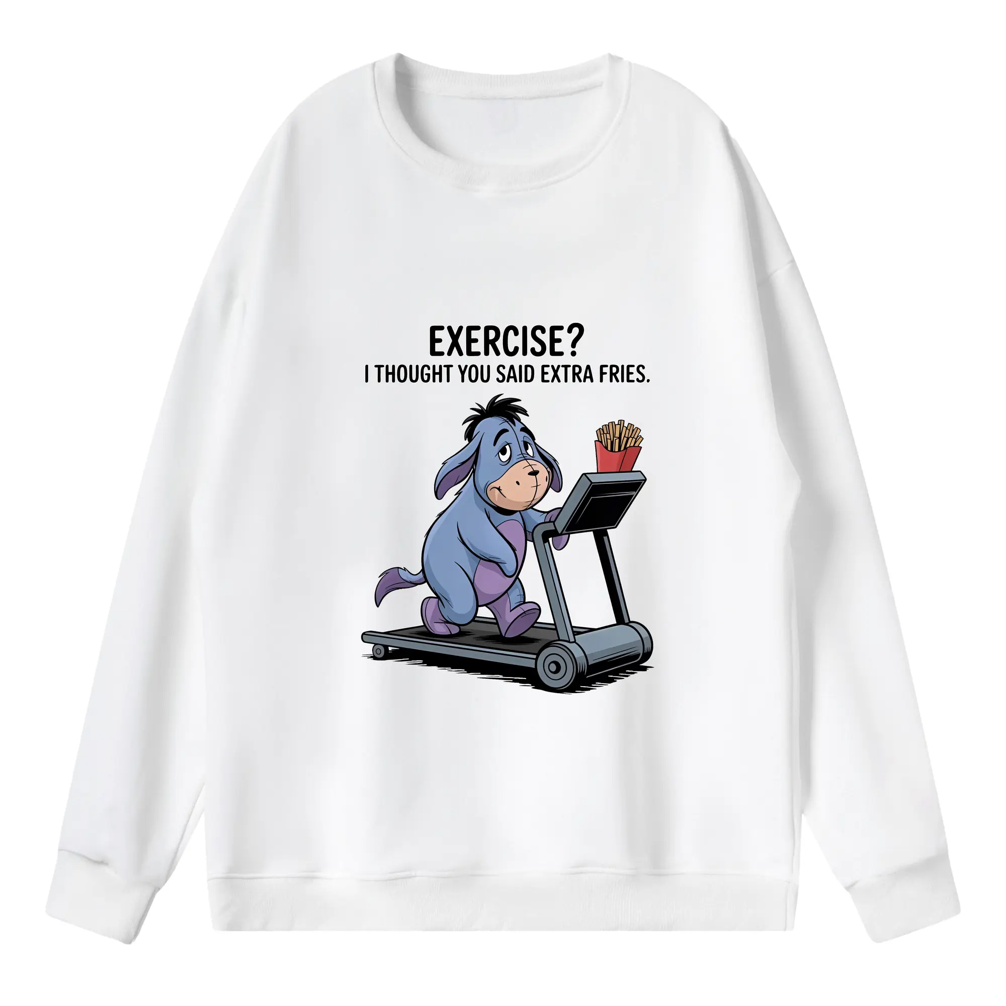 プーさん グッズ イーヨー - 薄手 クルーネック スウェット 裏毛260g · ポリエステル 春秋向け カジュアル 男女兼用 · トレーナー デイリー スポーツ 散歩に最適