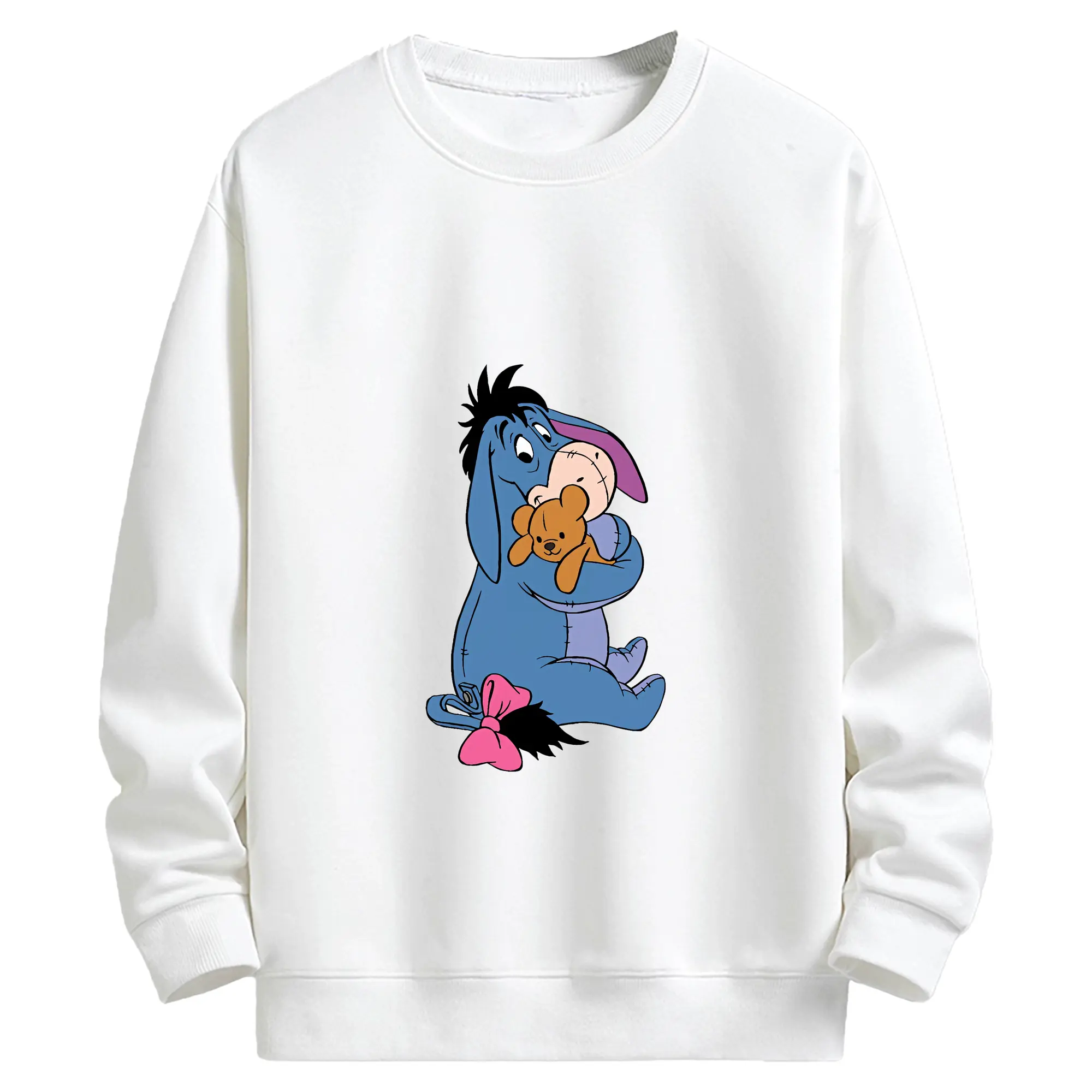 プーさん グッズ イーヨー - キッズ クルーネックスウェットシャツ ・ フロントプリント ・ 綿80％ ポリエステル20％ ・ 快適 通学 スポーツ 日常使い お散歩用