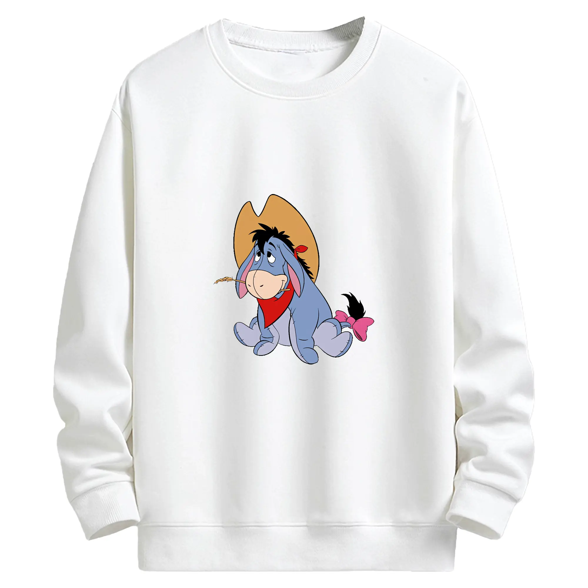 プーさん グッズ イーヨー - キッズ クルーネックスウェットシャツ ・ フロントプリント ・ 綿80％ ポリエステル20％ ・ 快適 通学 スポーツ 日常使い お散歩用