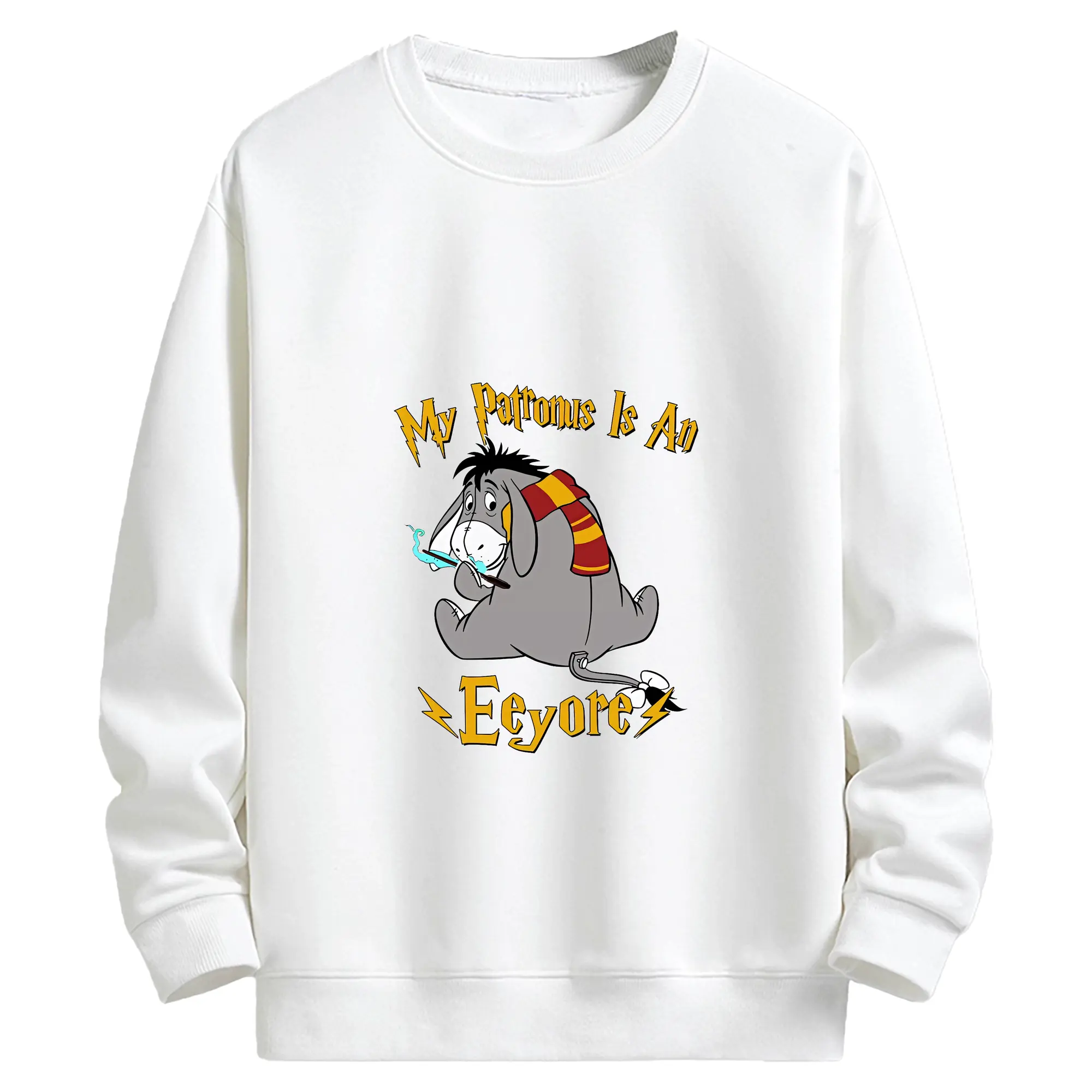 プーさん グッズ イーヨー - キッズ クルーネックスウェットシャツ ・ フロントプリント ・ 綿80％ ポリエステル20％ ・ 快適 通学 スポーツ 日常使い お散歩用