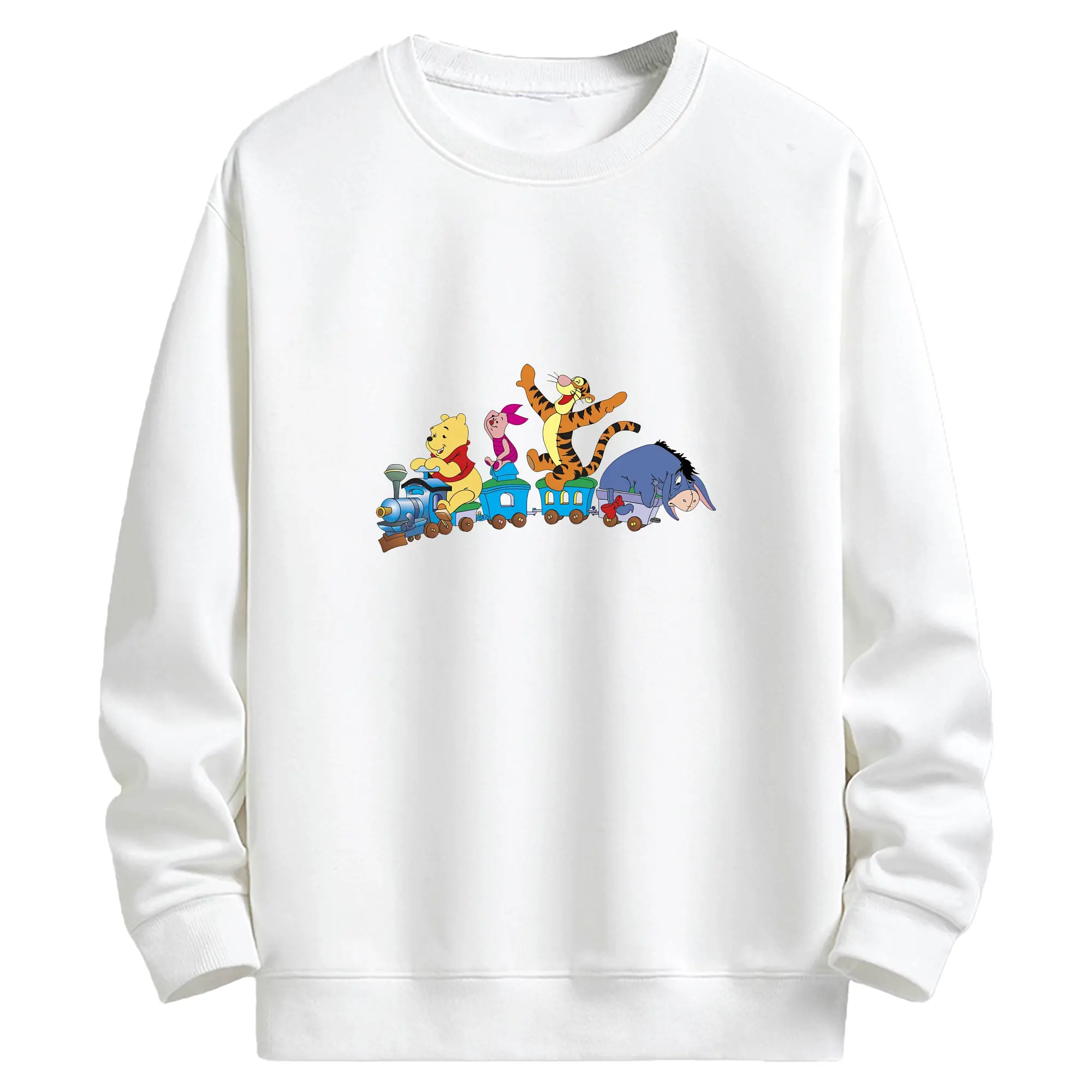 プーさん グッズ イーヨー - キッズ クルーネックスウェットシャツ ・ フロントプリント ・ 綿80％ ポリエステル20％ ・ 快適 通学 スポーツ 日常使い お散歩用