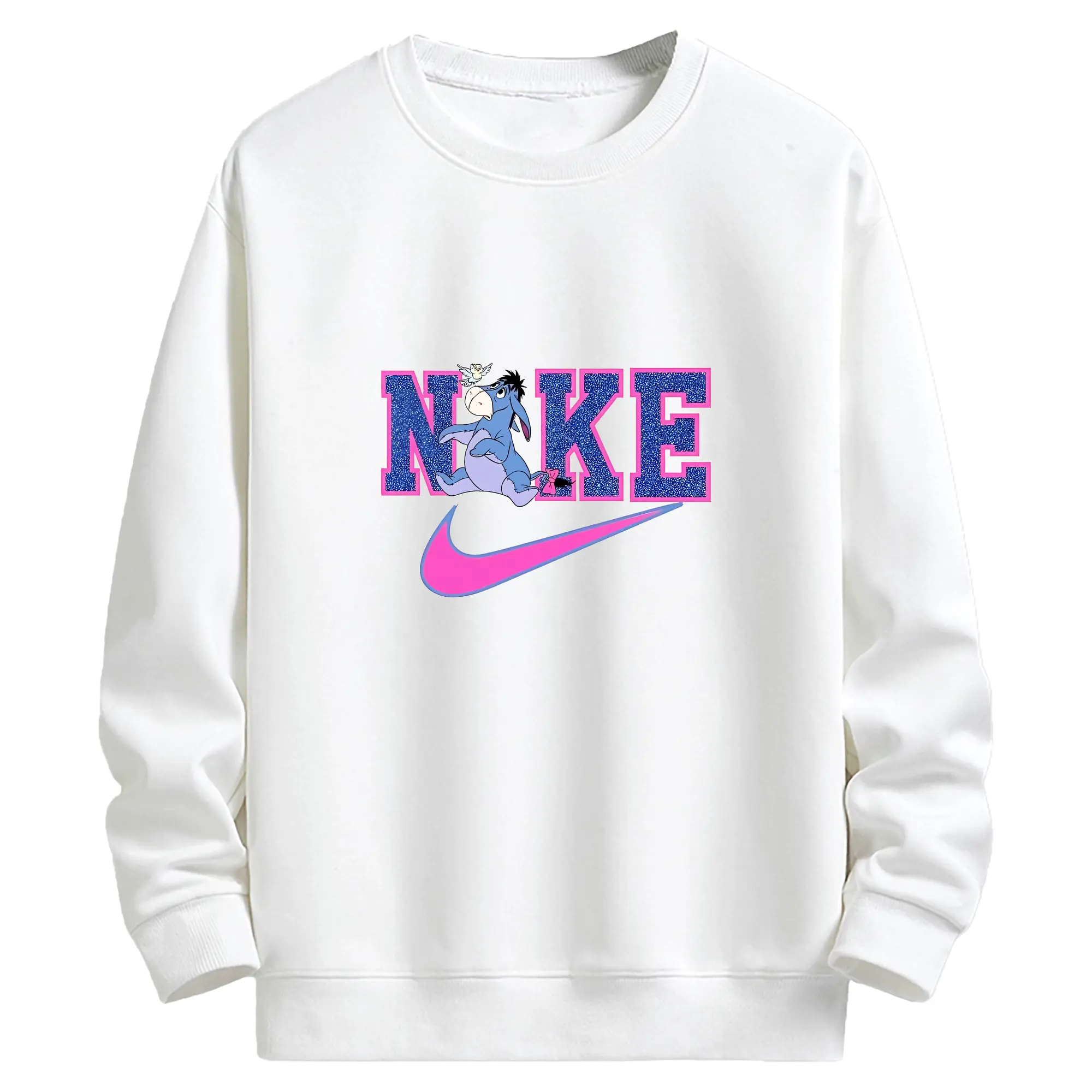 プーさん グッズ イーヨー - キッズ クルーネックスウェットシャツ ・ フロントプリント ・ 綿80％ ポリエステル20％ ・ 快適 通学 スポーツ 日常使い お散歩用