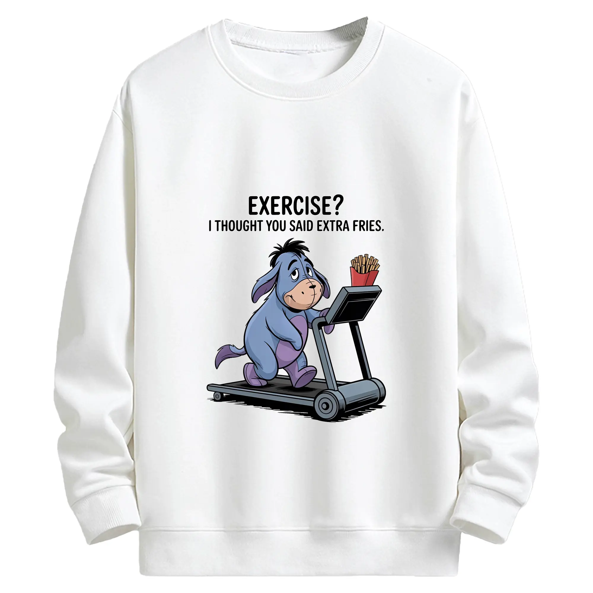 プーさん グッズ イーヨー - キッズ クルーネックスウェットシャツ ・ フロントプリント ・ 綿80％ ポリエステル20％ ・ 快適 通学 スポーツ 日常使い お散歩用