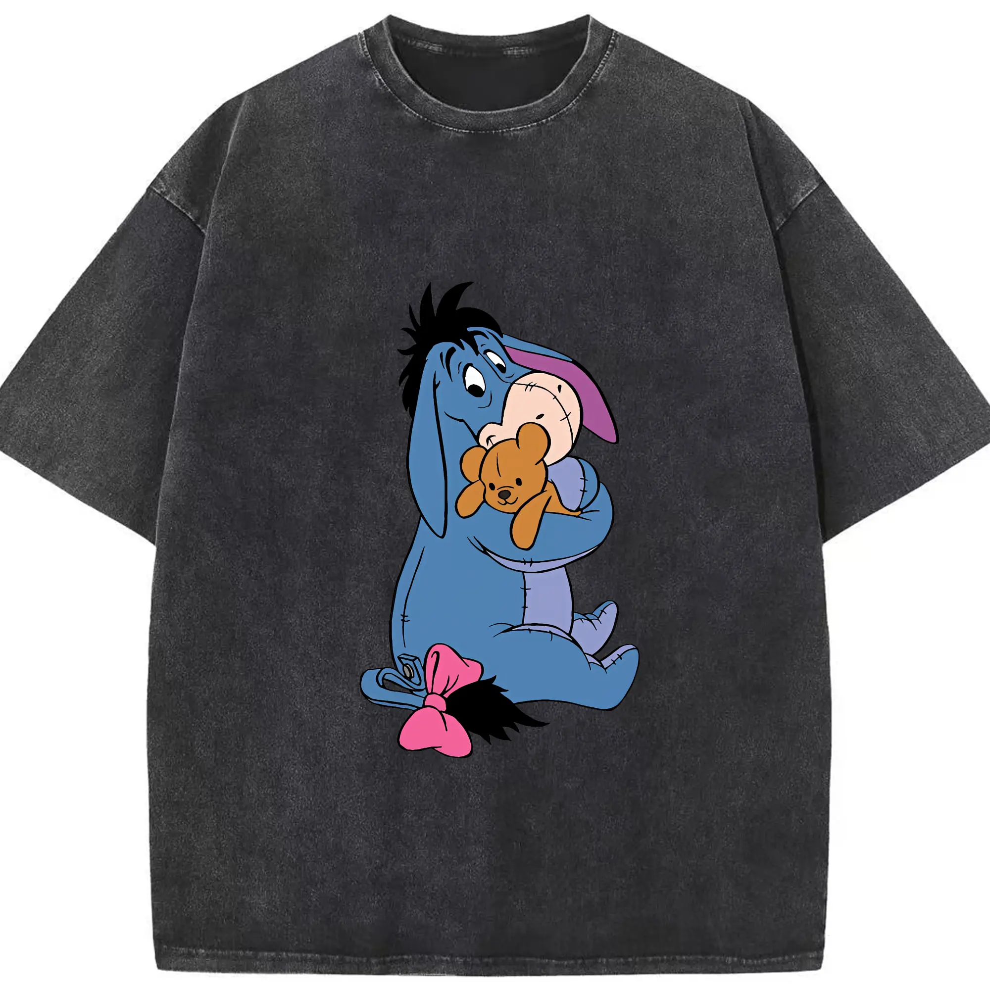 プーさん グッズ イーヨー - 綿100％ ヴィンテージ風 半袖Tシャツ ・ フロントプリント ・ 柔らか肌触り ・ 通気性 快適 ・ スポーツ カジュアル 外出用