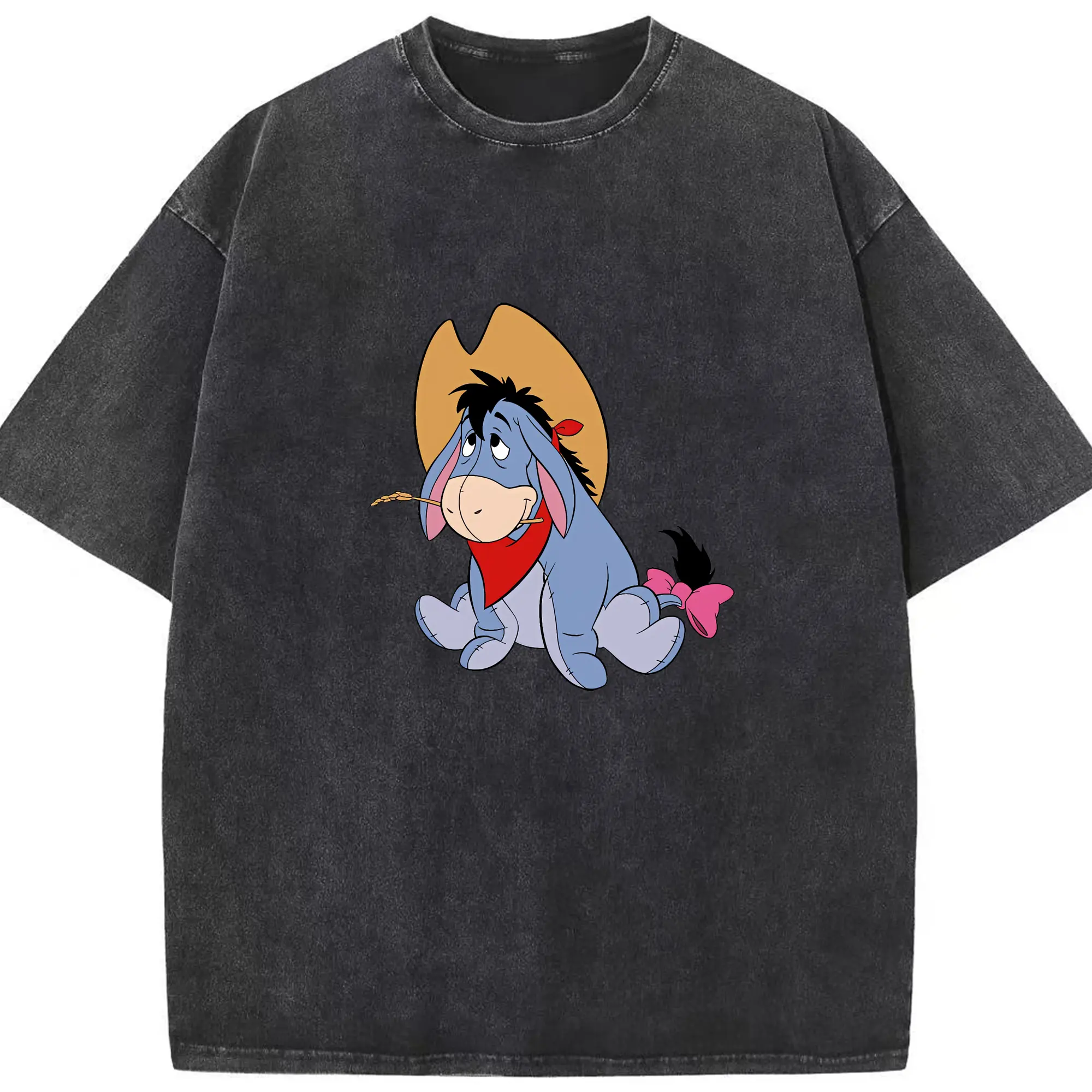 プーさん グッズ イーヨー - 綿100％ ヴィンテージ風 半袖Tシャツ ・ フロントプリント ・ 柔らか肌触り ・ 通気性 快適 ・ スポーツ カジュアル 外出用