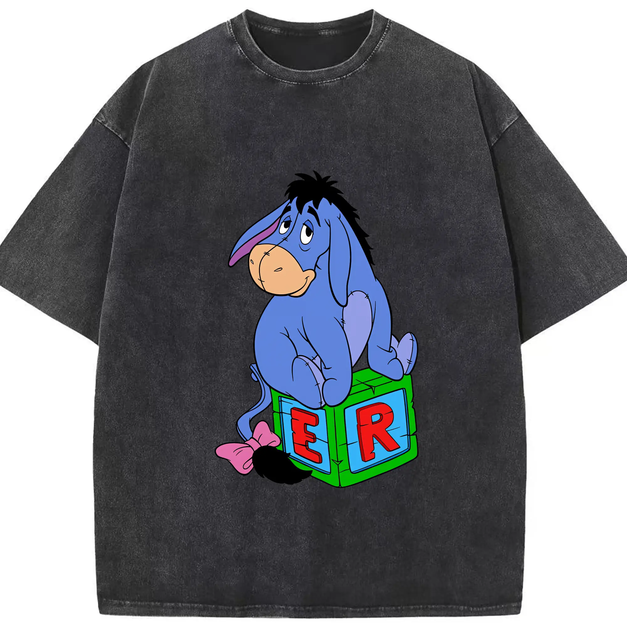 プーさん グッズ イーヨー - 綿100％ ヴィンテージ風 半袖Tシャツ ・ フロントプリント ・ 柔らか肌触り ・ 通気性 快適 ・ スポーツ カジュアル 外出用