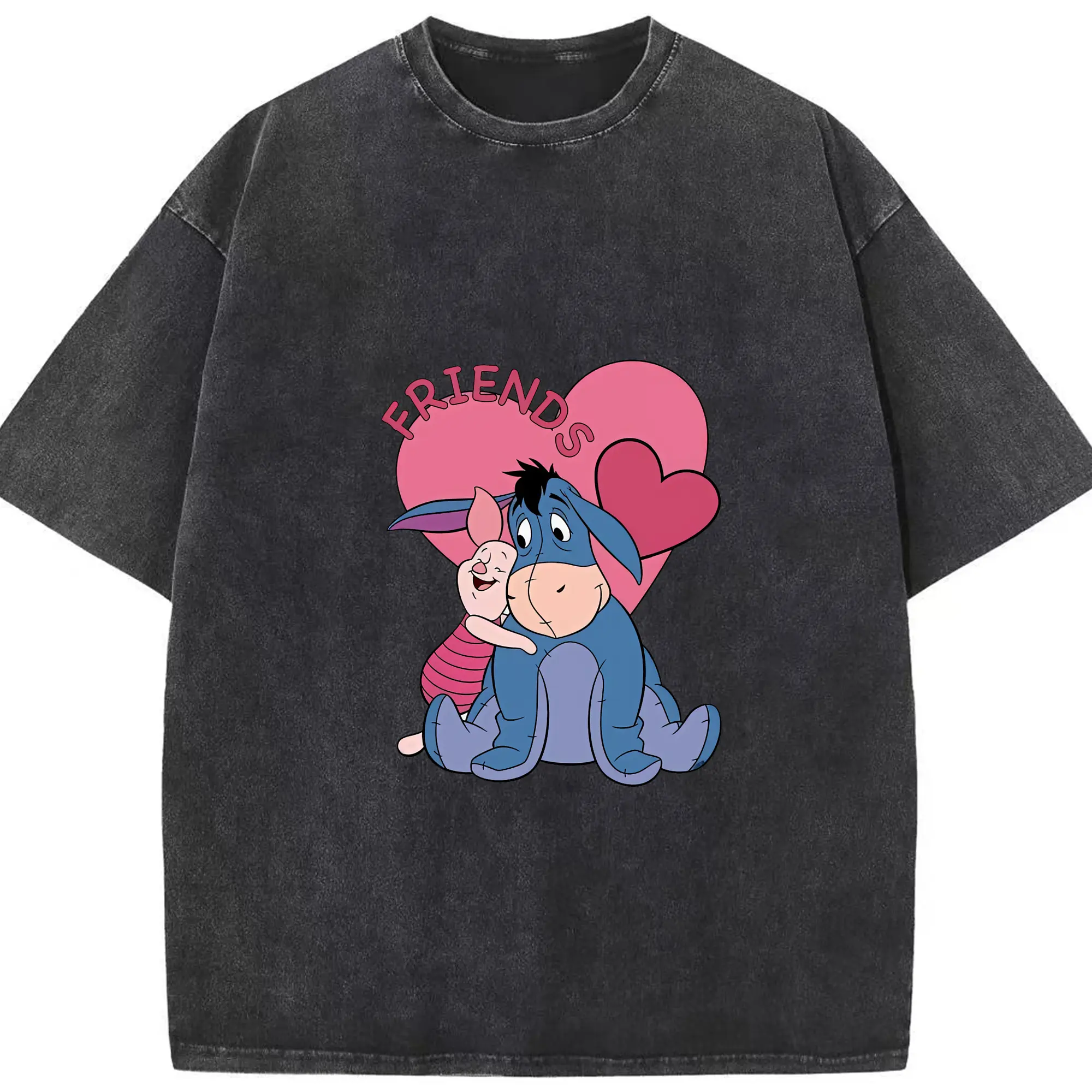 プーさん グッズ イーヨー - 綿100％ ヴィンテージ風 半袖Tシャツ ・ フロントプリント ・ 柔らか肌触り ・ 通気性 快適 ・ スポーツ カジュアル 外出用