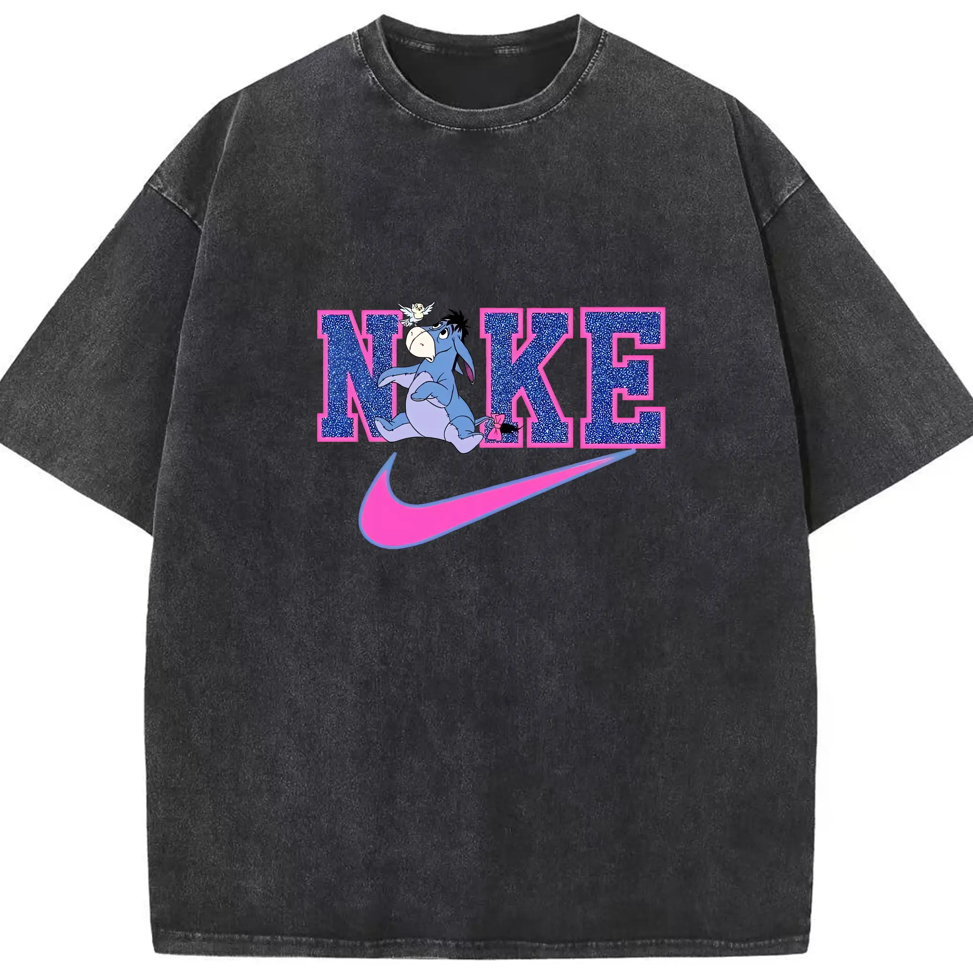 プーさん グッズ イーヨー - 綿100％ ヴィンテージ風 半袖Tシャツ ・ フロントプリント ・ 柔らか肌触り ・ 通気性 快適 ・ スポーツ カジュアル 外出用