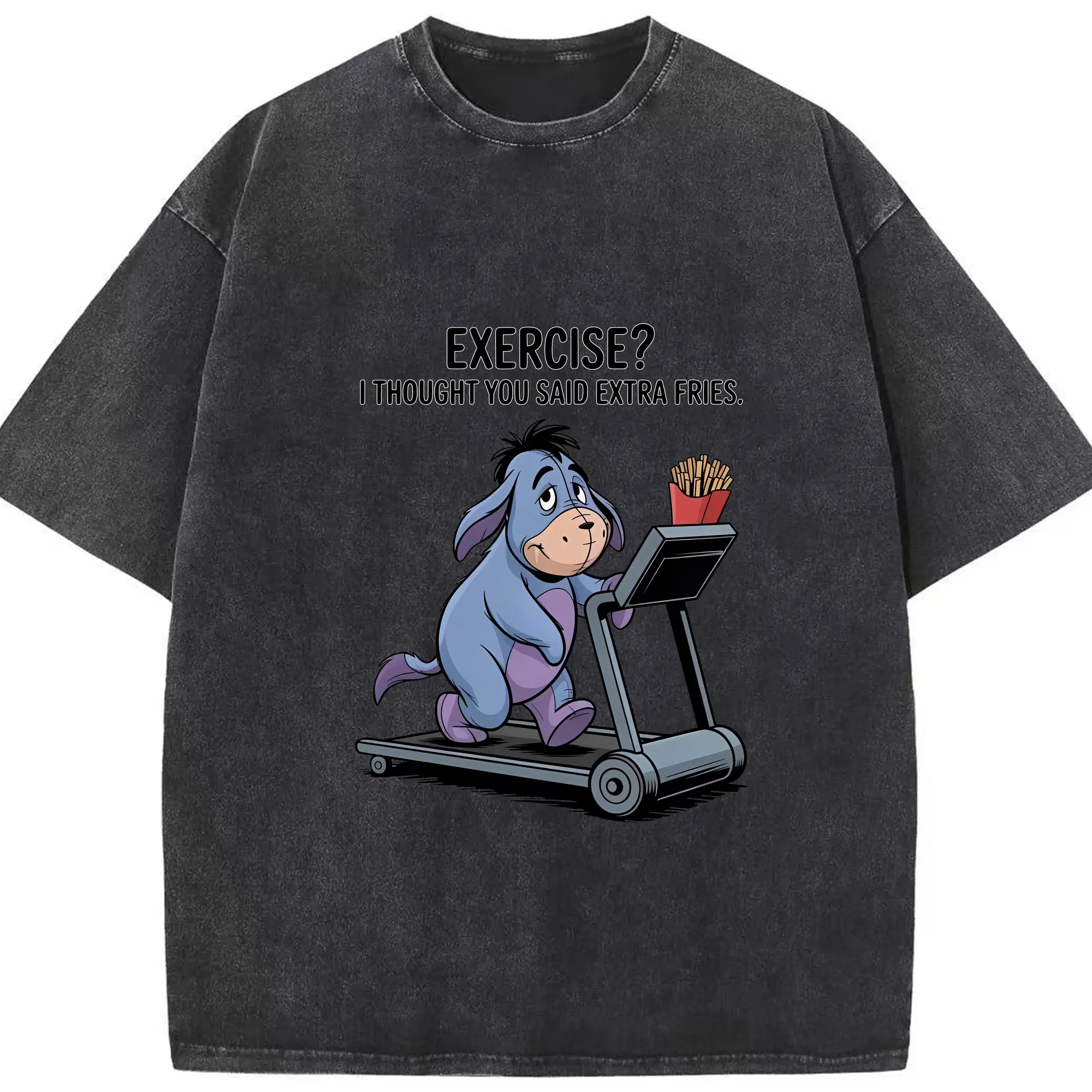 プーさん グッズ イーヨー - 綿100％ ヴィンテージ風 半袖Tシャツ ・ フロントプリント ・ 柔らか肌触り ・ 通気性 快適 ・ スポーツ カジュアル 外出用