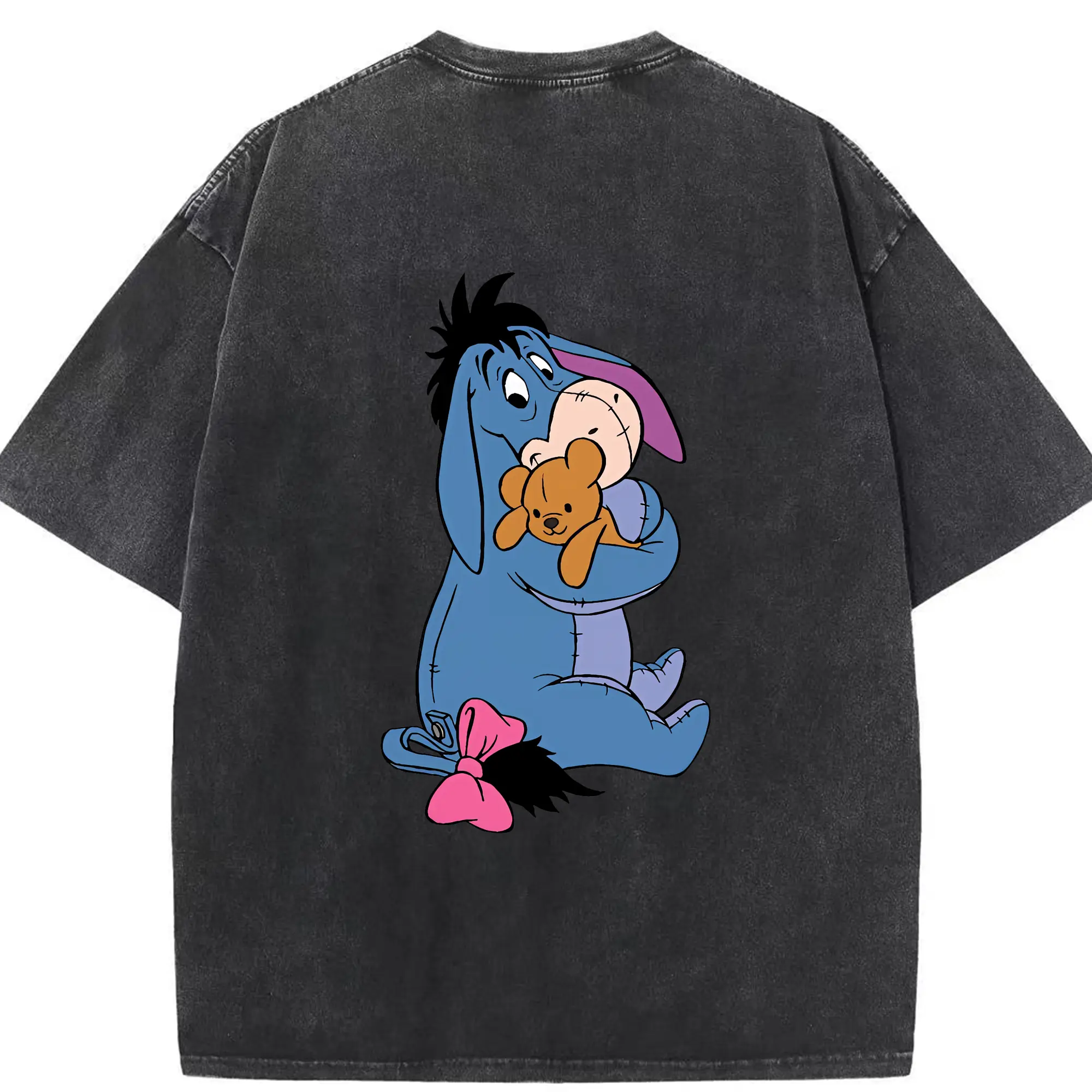 プーさん グッズ イーヨー - 綿100％ ヴィンテージ風 半袖Tシャツ ・ 背面プリント ・ 柔らか肌触り ・ 通気性 快適 ・ スポーツ カジュアル 外出用