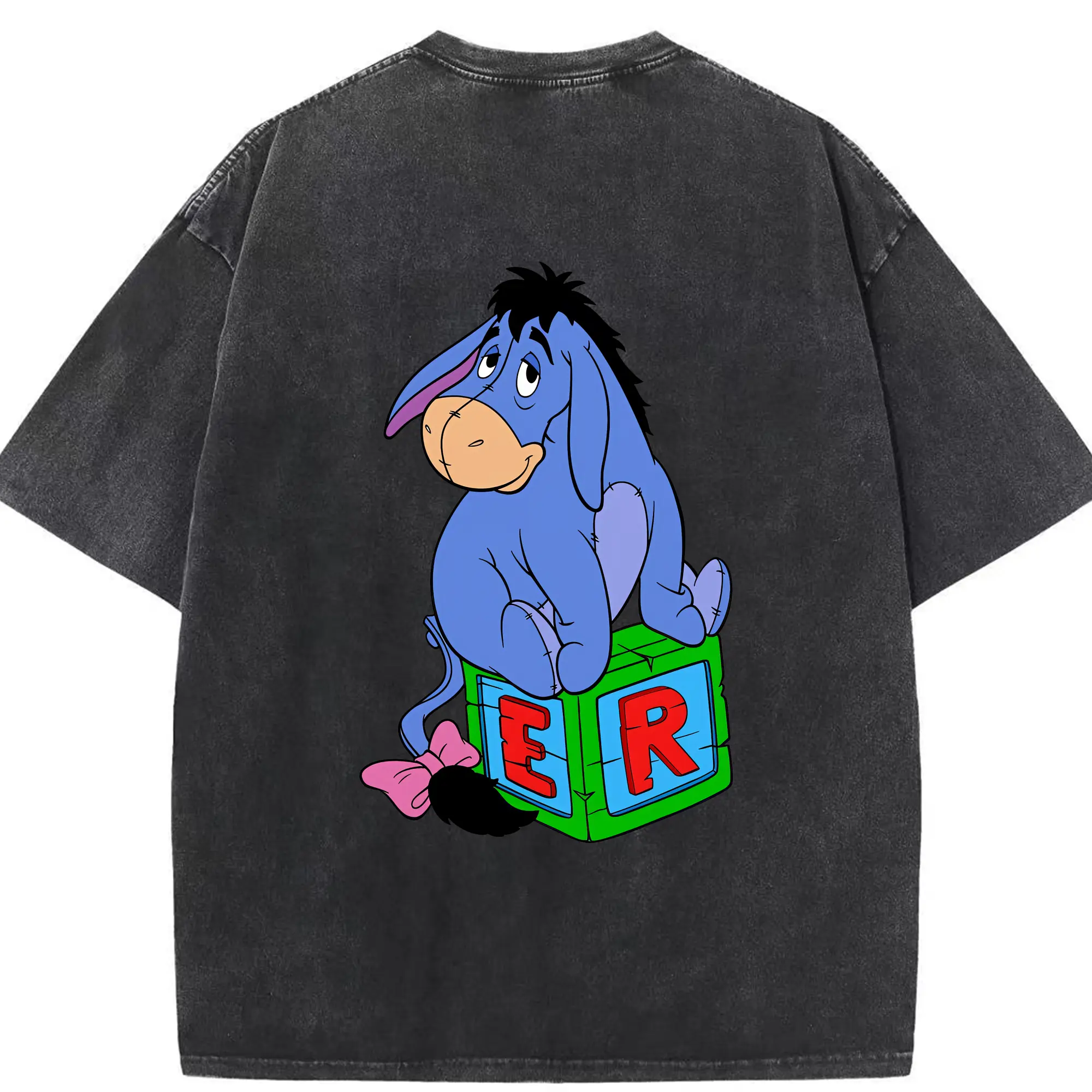 プーさん グッズ イーヨー - 綿100％ ヴィンテージ風 半袖Tシャツ ・ 背面プリント ・ 柔らか肌触り ・ 通気性 快適 ・ スポーツ カジュアル 外出用