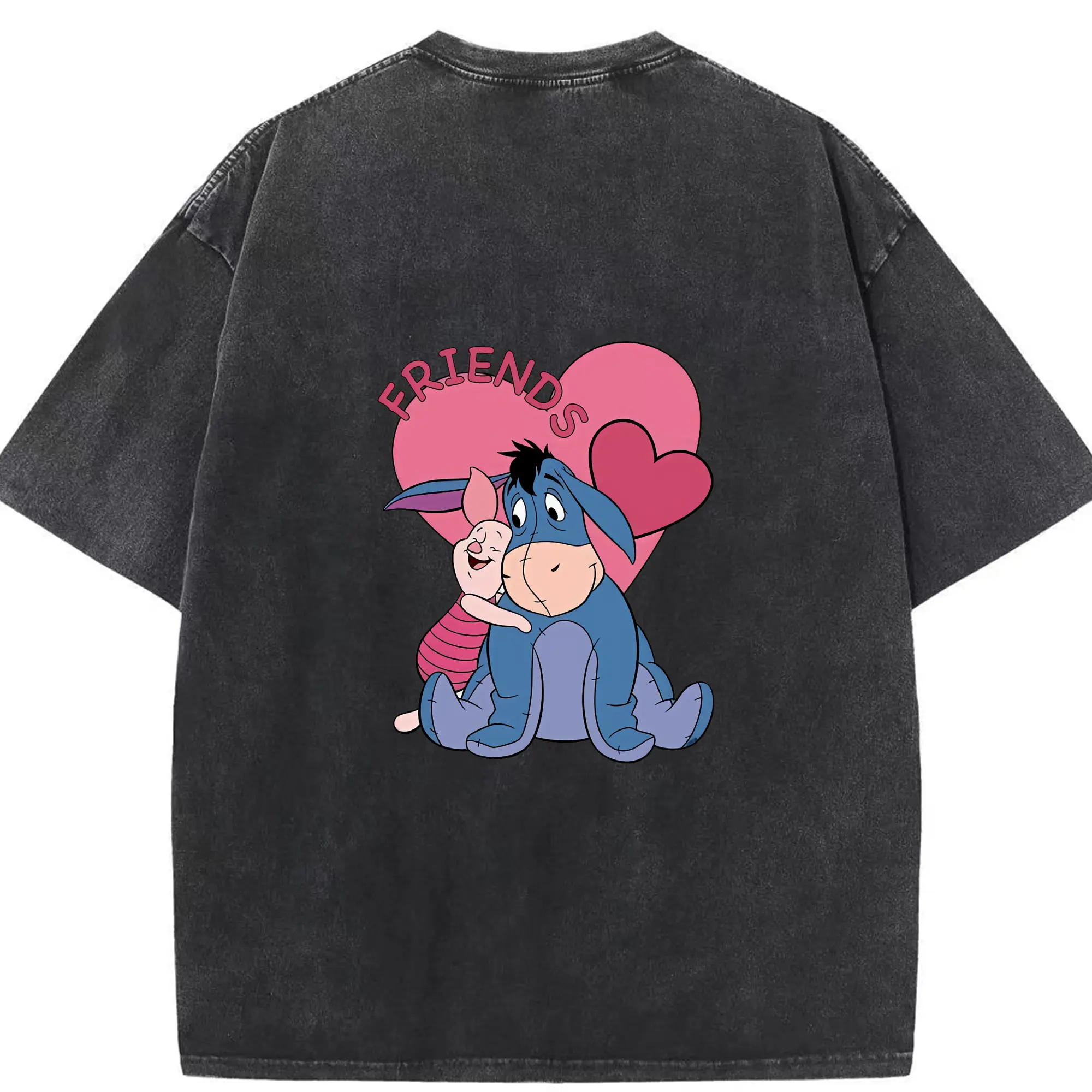 プーさん グッズ イーヨー - 綿100％ ヴィンテージ風 半袖Tシャツ ・ 背面プリント ・ 柔らか肌触り ・ 通気性 快適 ・ スポーツ カジュアル 外出用