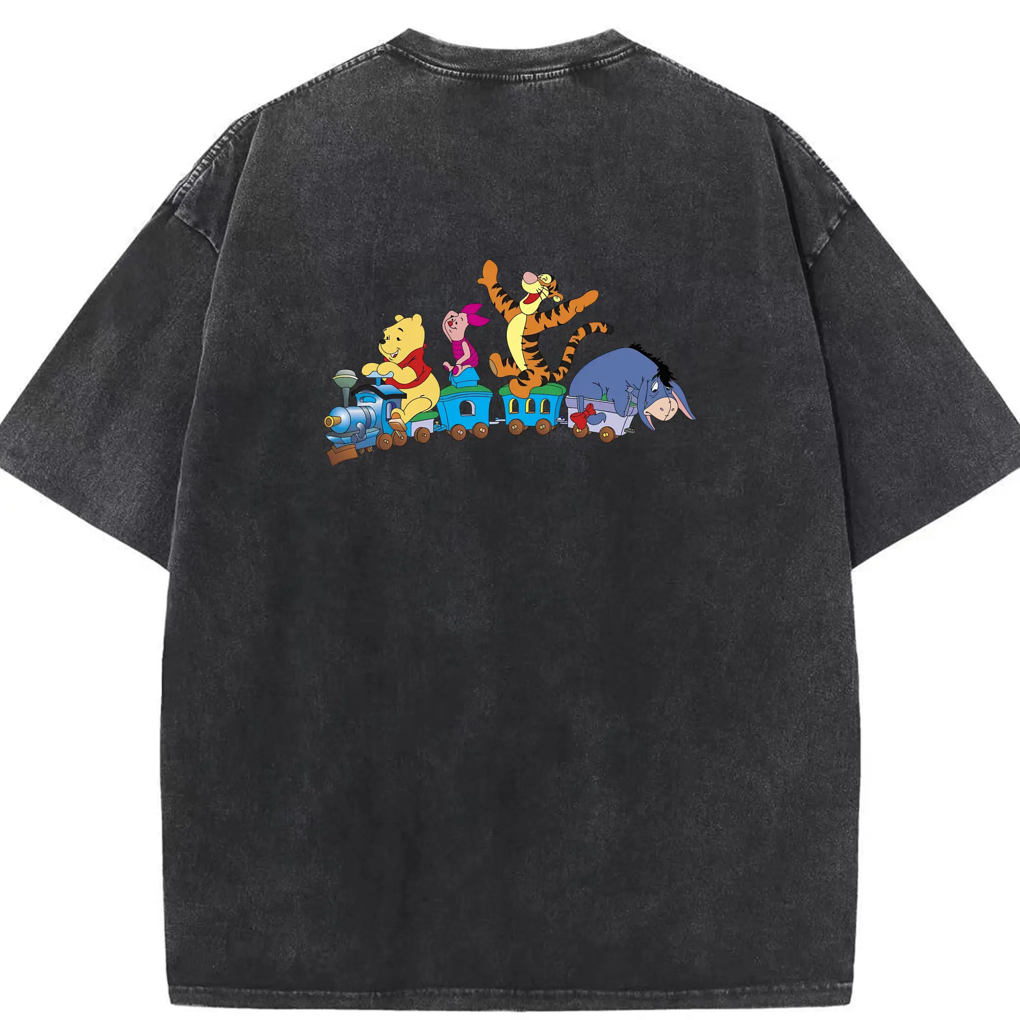 プーさん グッズ イーヨー - 綿100％ ヴィンテージ風 半袖Tシャツ ・ 背面プリント ・ 柔らか肌触り ・ 通気性 快適 ・ スポーツ カジュアル 外出用