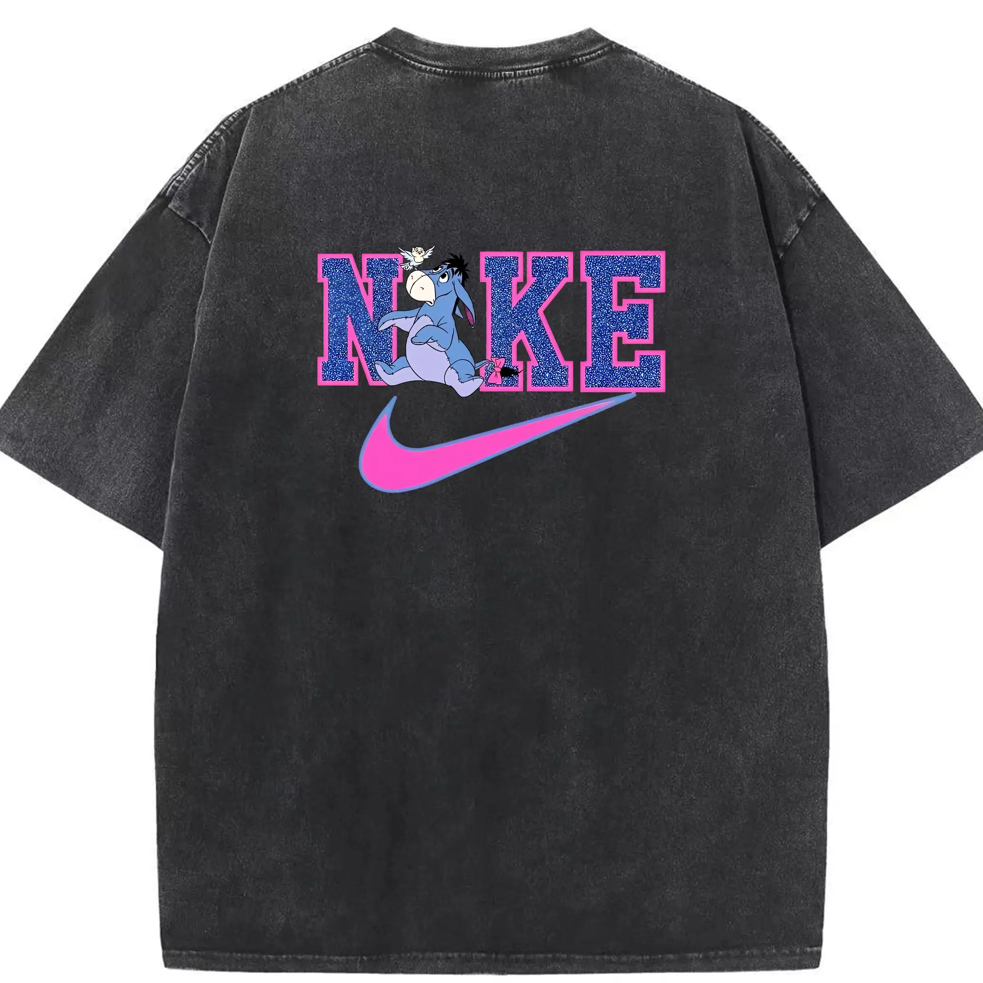 プーさん グッズ イーヨー - 綿100％ ヴィンテージ風 半袖Tシャツ ・ 背面プリント ・ 柔らか肌触り ・ 通気性 快適 ・ スポーツ カジュアル 外出用