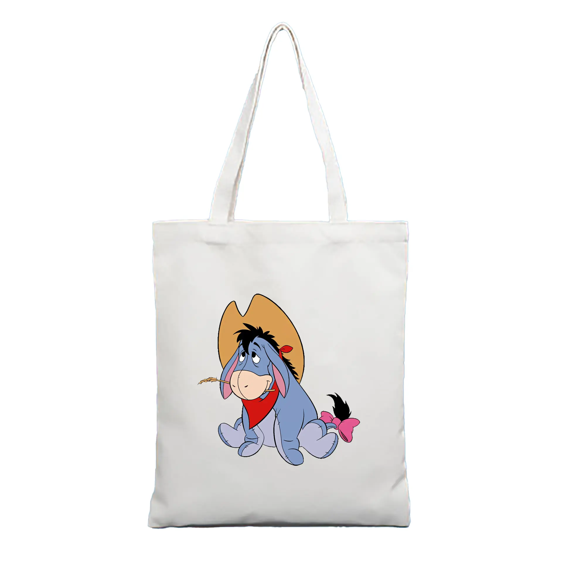 プーさん グッズ イーヨー - 縦型キャンバス手提げバッグ（トートバッグ） ・ キャンバス素材 ・ ショッピング用 ・ 軽量 丈夫 お手入れ簡単